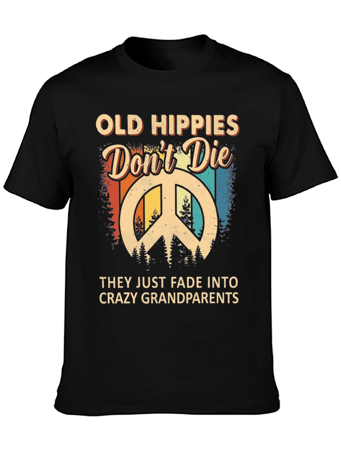 Black Old Hippies Don't Die T-Shirt view 3