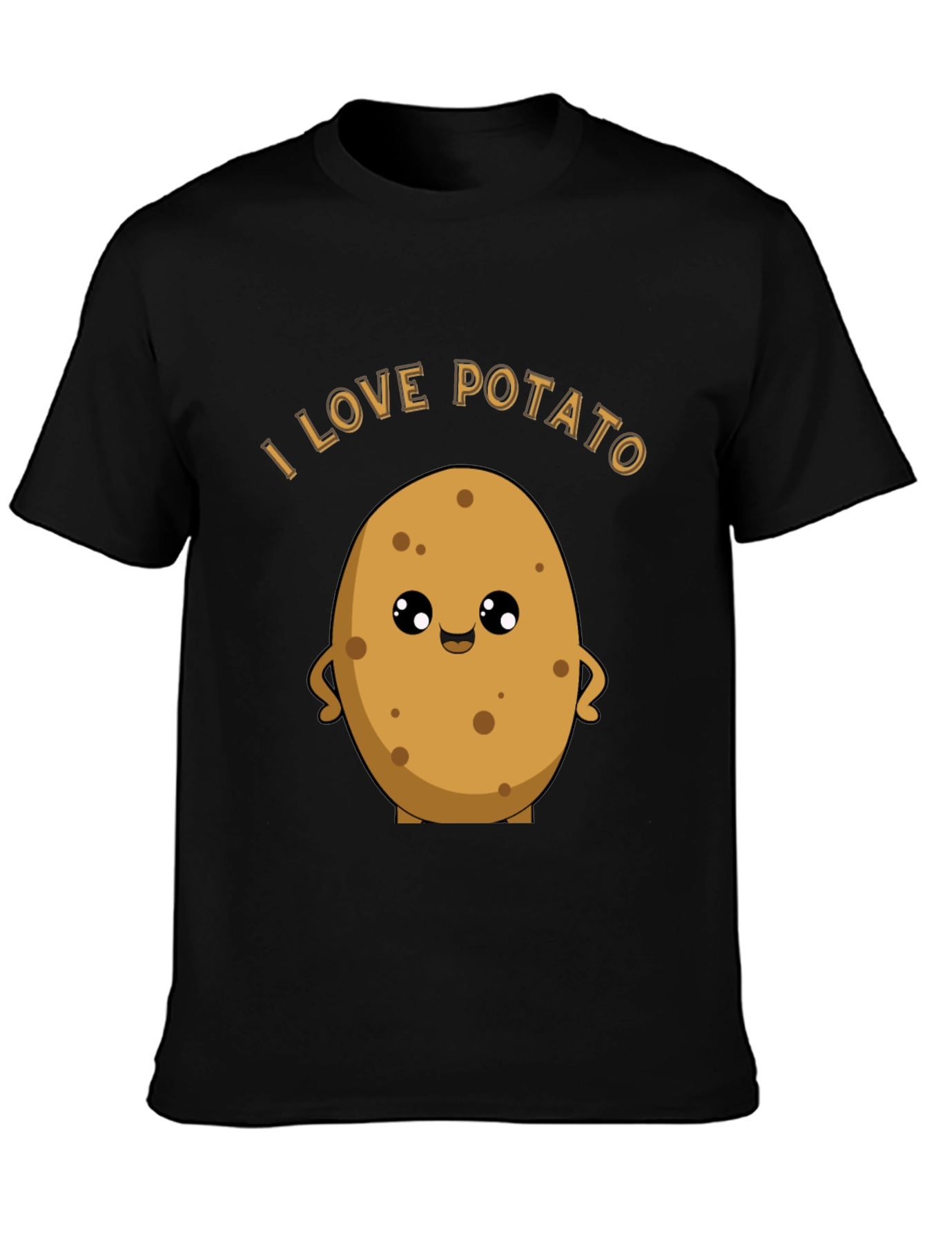 Black I Love Potato Graphic T-Shirt - Unisex Black Tee view 3