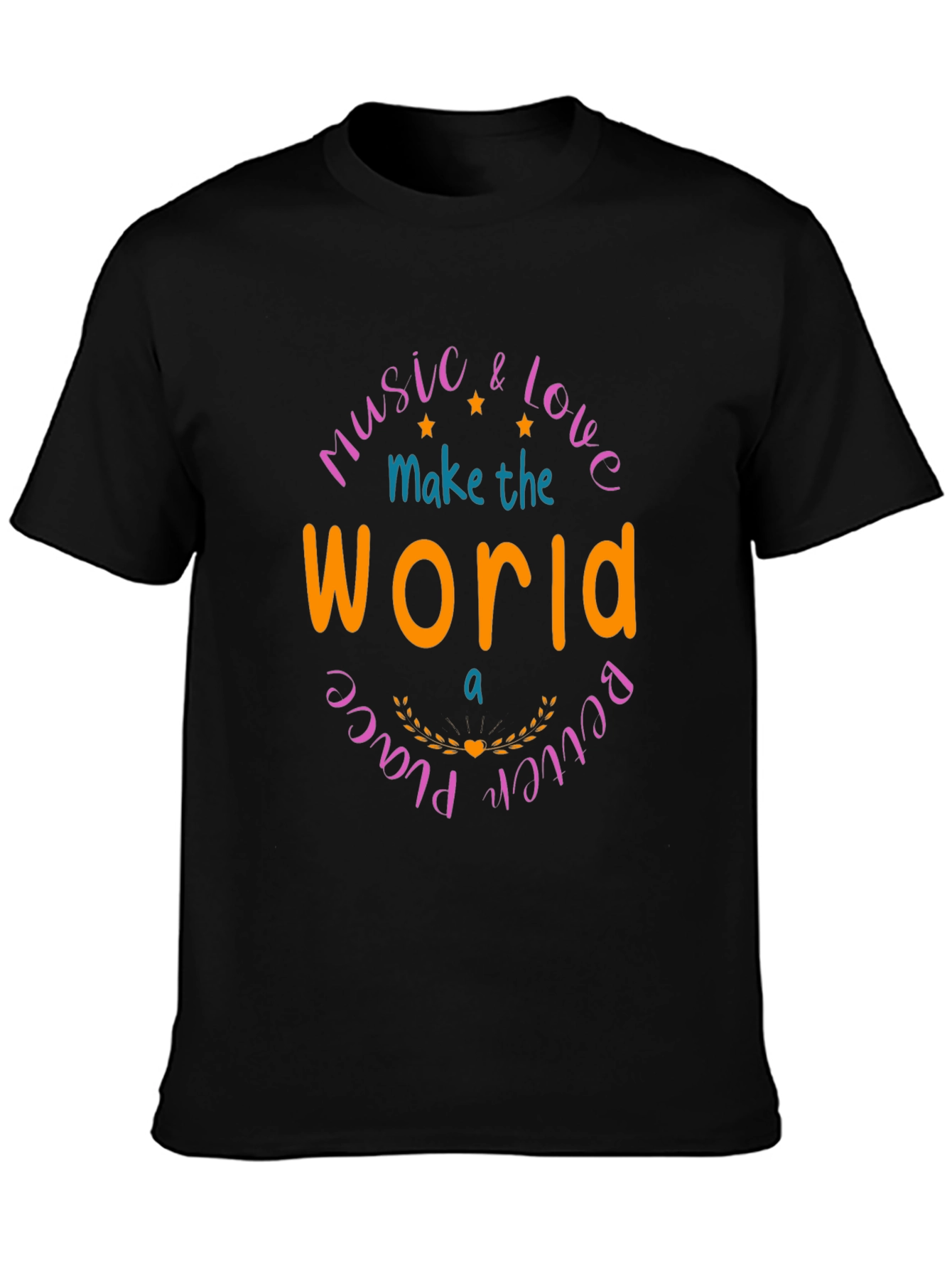 Black Music & Love Makes The World Better Black T-Shirt view 3