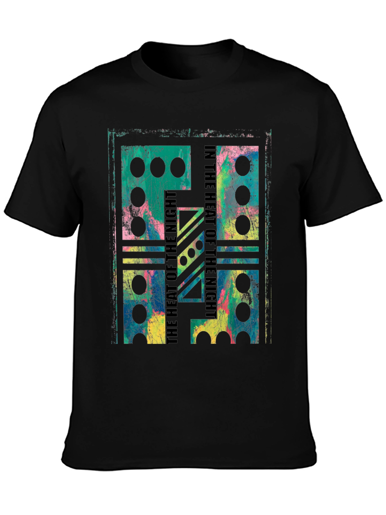 Black Abstract Domino T-Shirt - Heat of the Night Design view 3