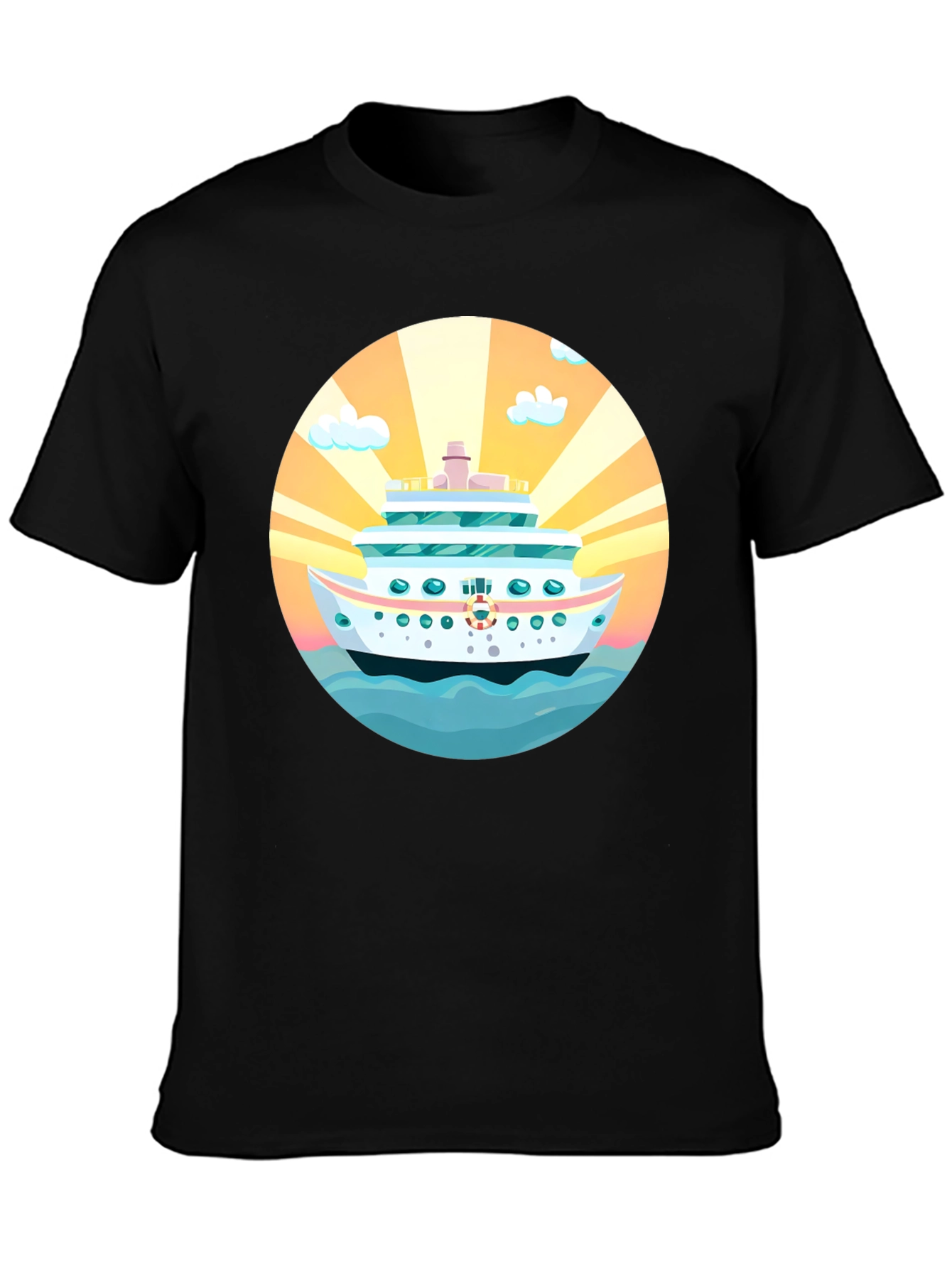 Black Cruise Ship Graphic Tee - Sun, Sea, Style! view 3