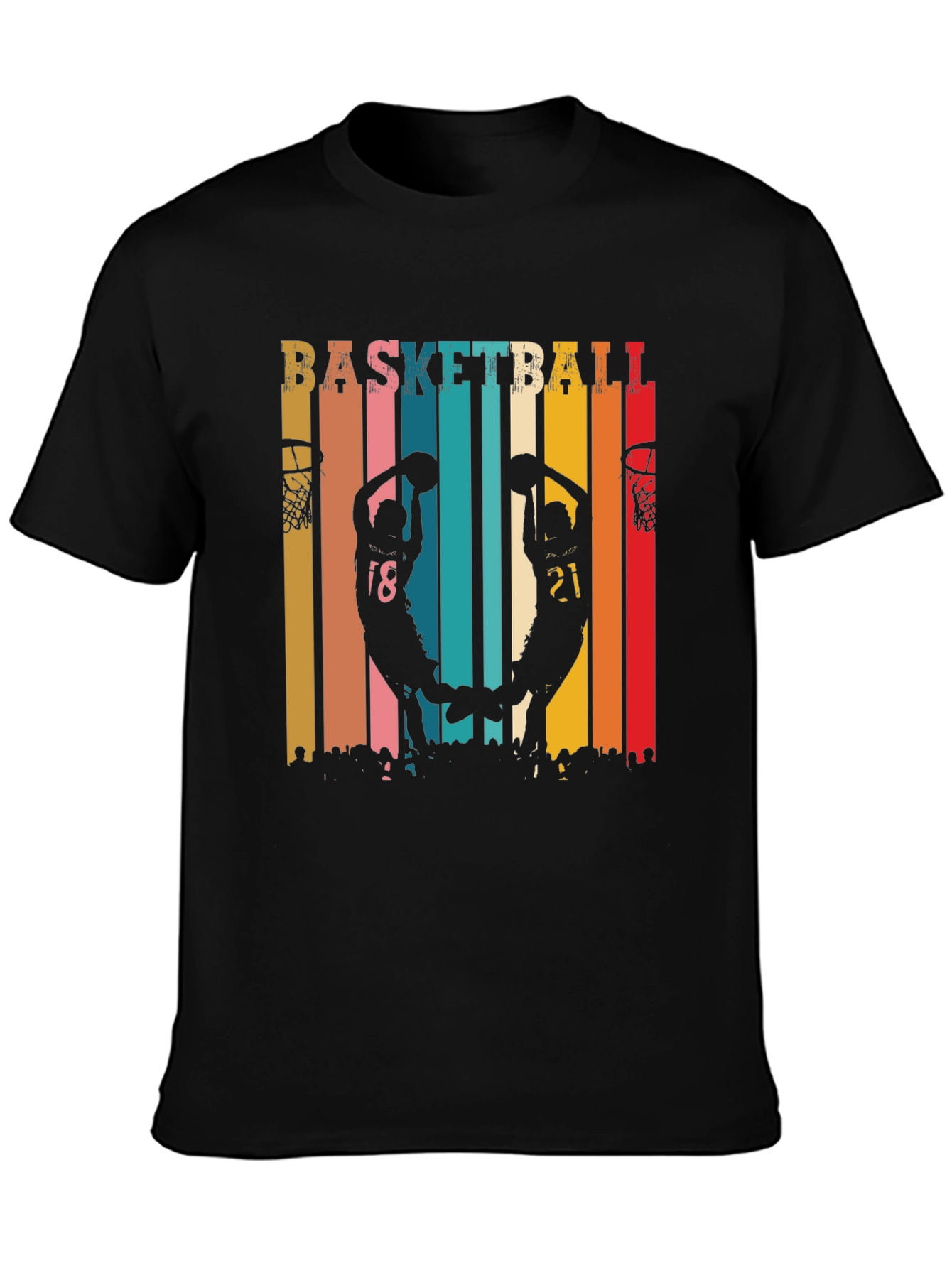 Black Basketball Silhouette Graphic Tee - Retro Style view 3