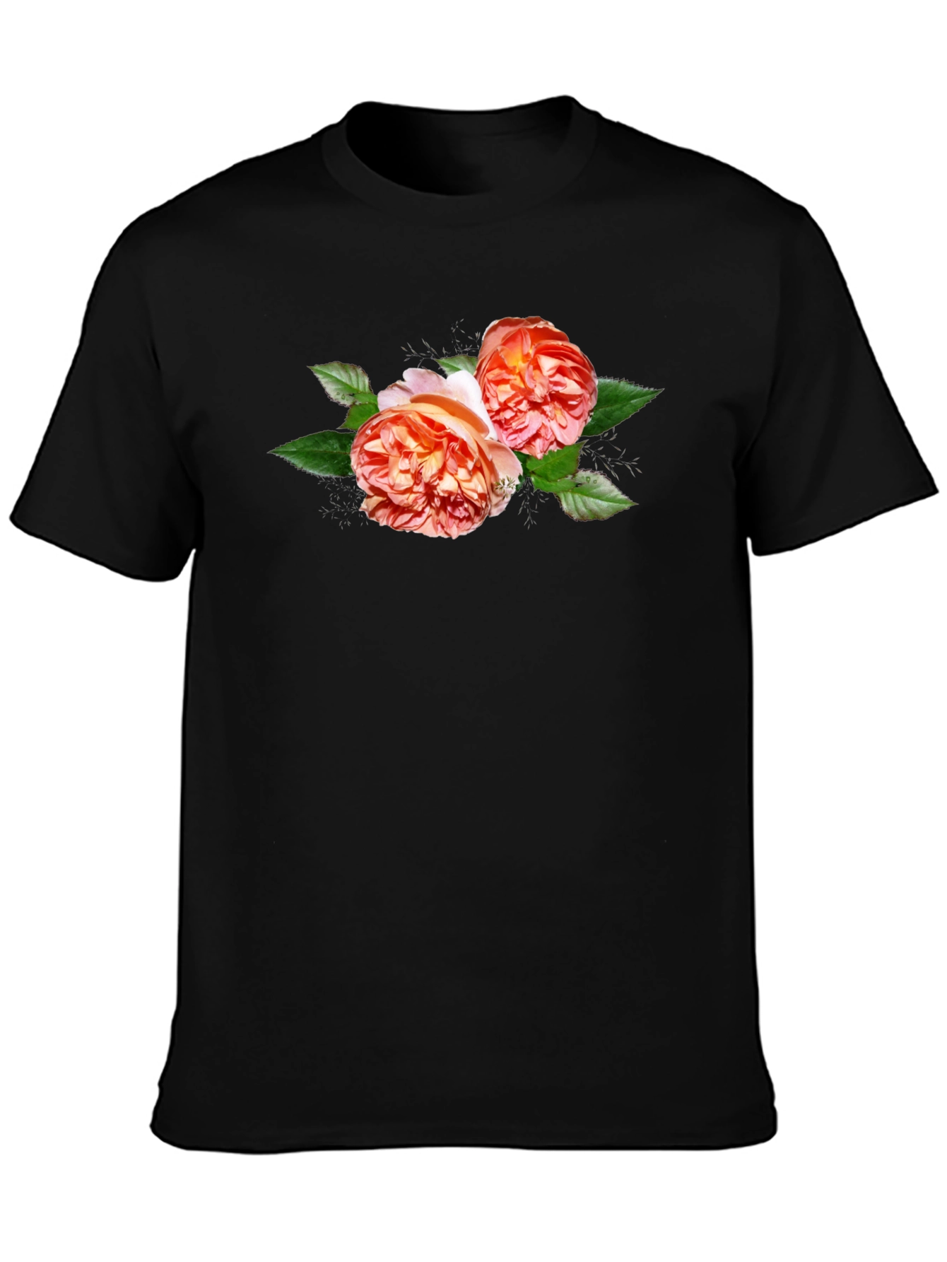 Black Floral Graphic Tee - Black Cotton T-Shirt view 3