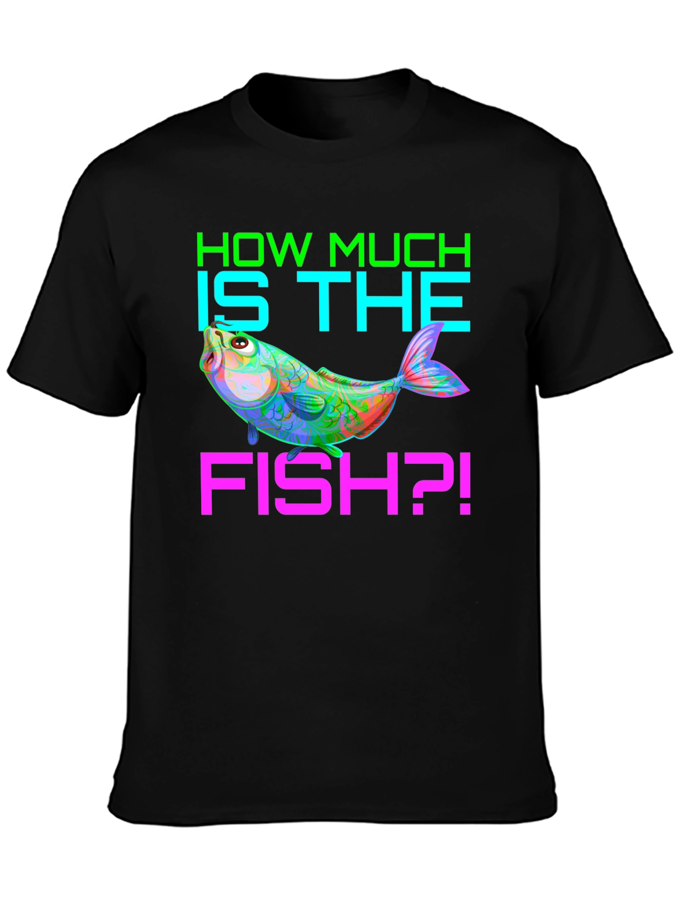 Black How Much is the Fish? Men's Graphic T-Shirt view 3