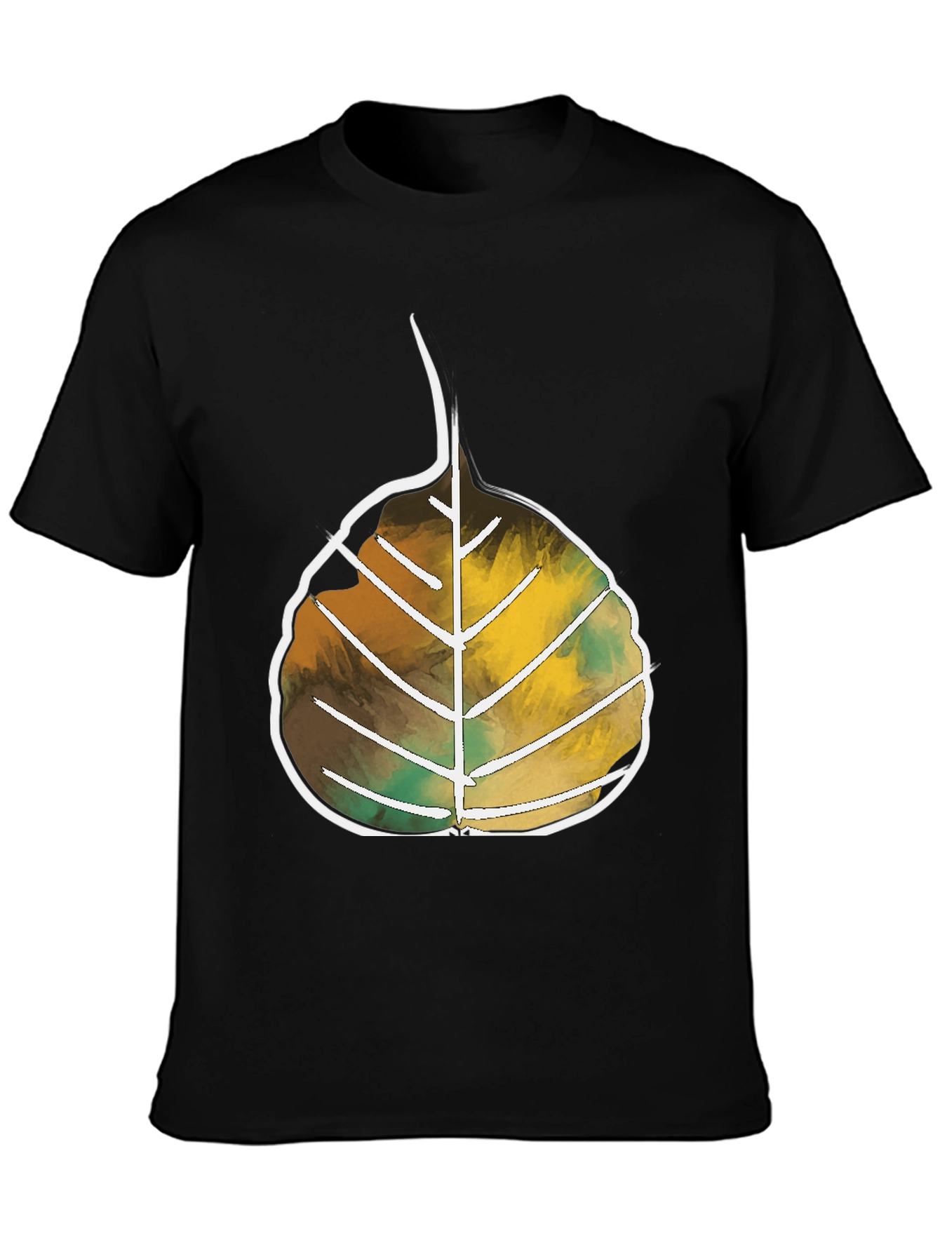 Black Leaf Design Black T-Shirt | Casual Wear view 3