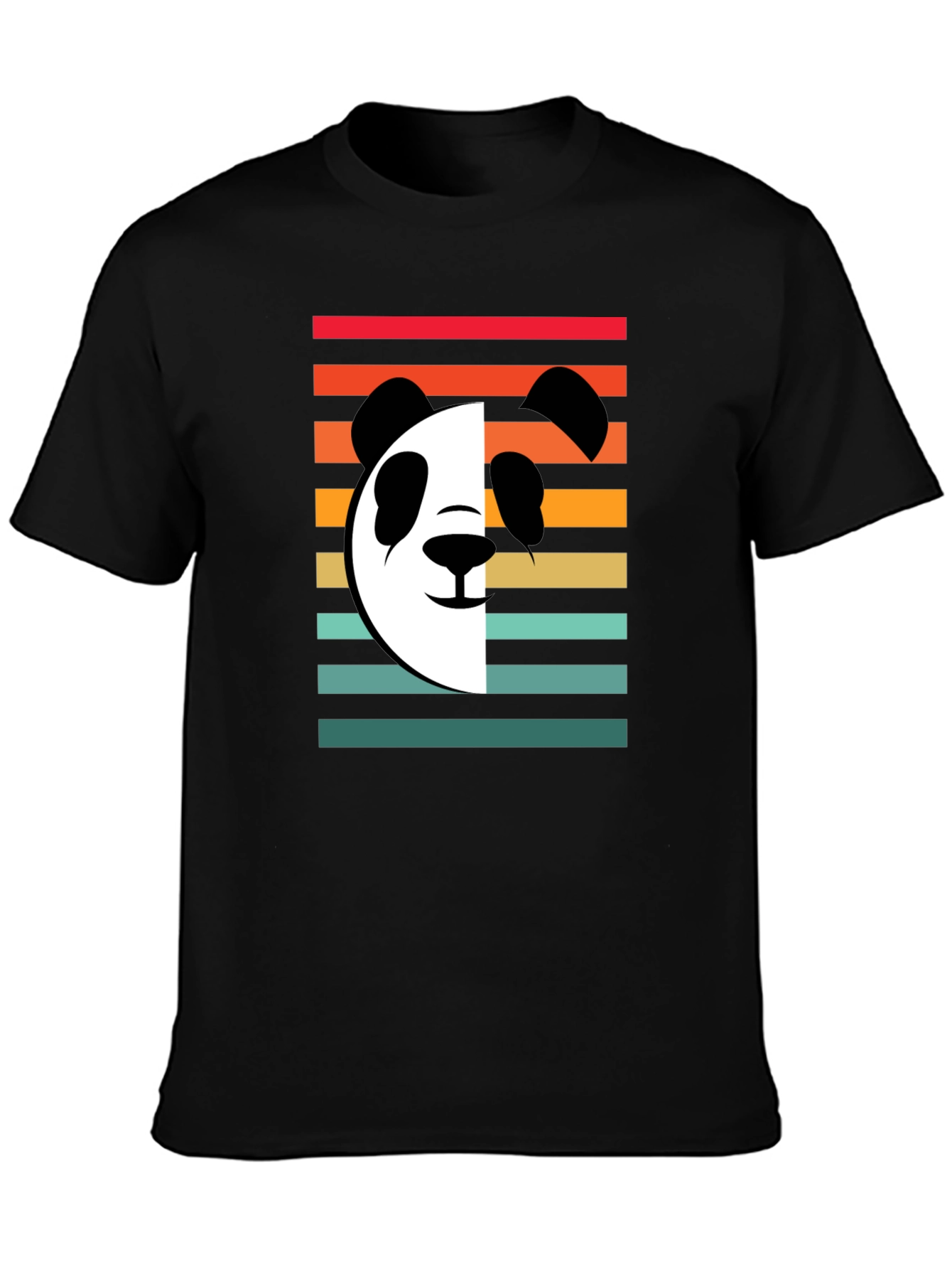 Black Retro Panda Graphic Tee - Stylish Cotton T-Shirt view 3