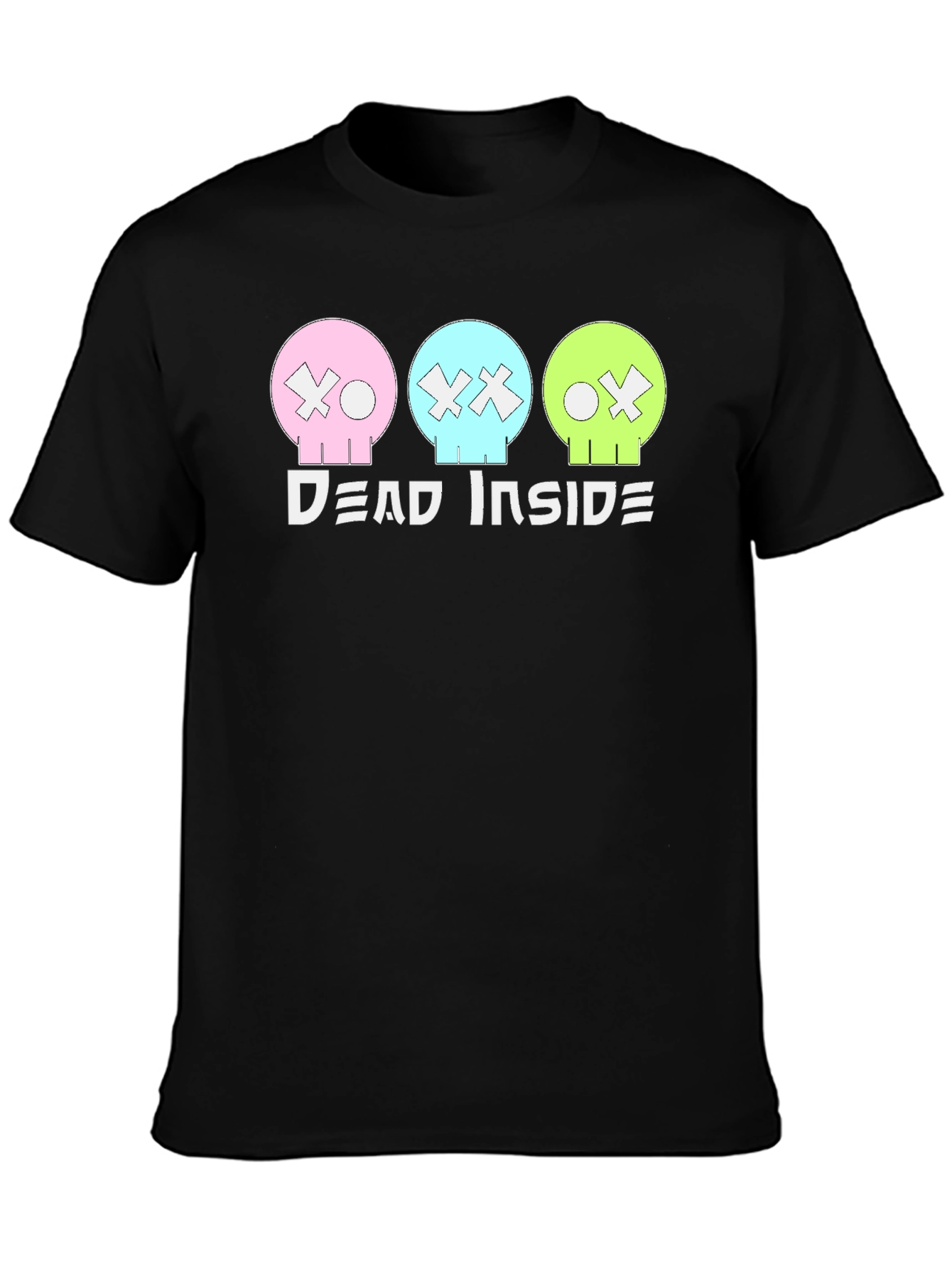 Black Dead Inside T-Shirt: Pastel Skulls, Trendy Graphic Tee view 3