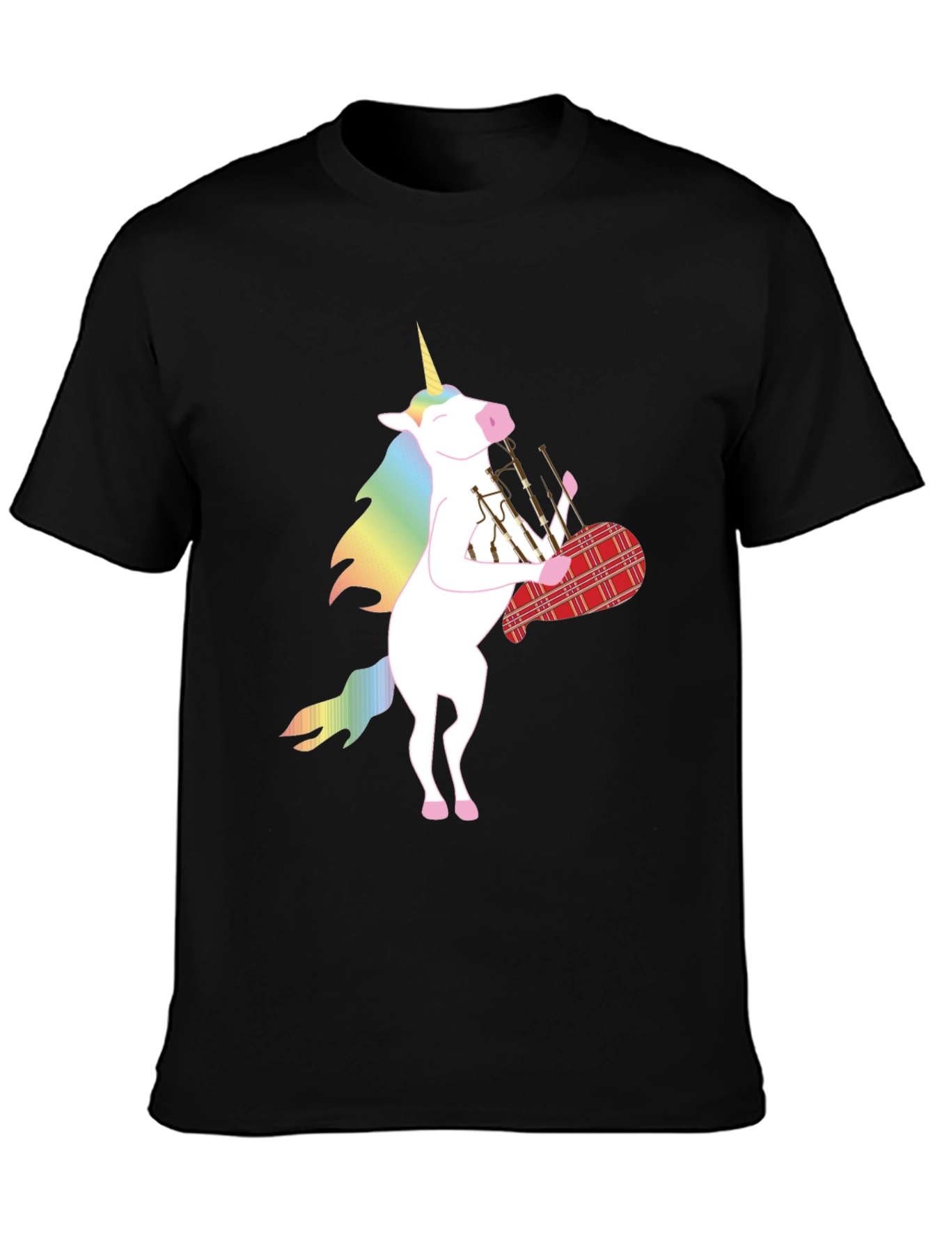 Black Unicorn Bagpipes Black T-Shirt view 3