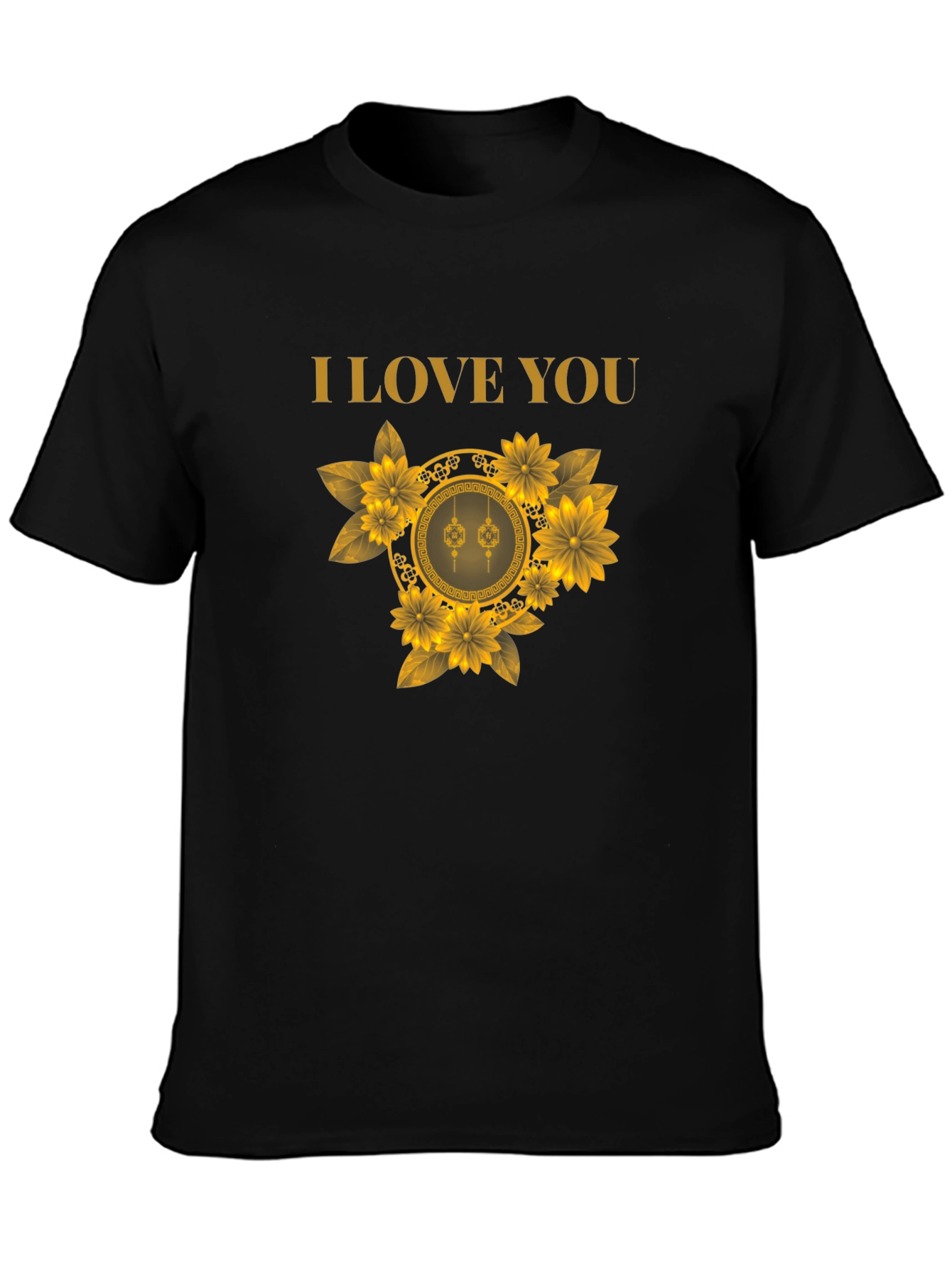 Black I Love You Floral T-Shirt view 3