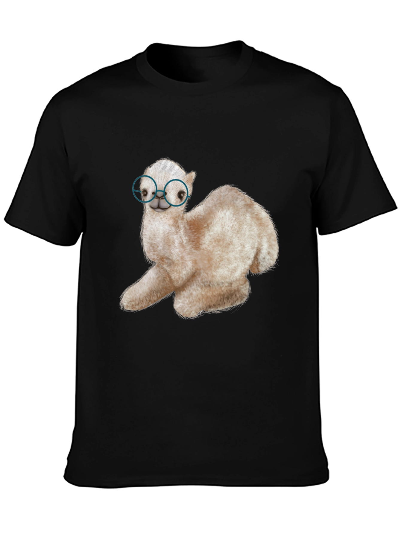 Black Alpaca with Glasses Graphic Tee view 3