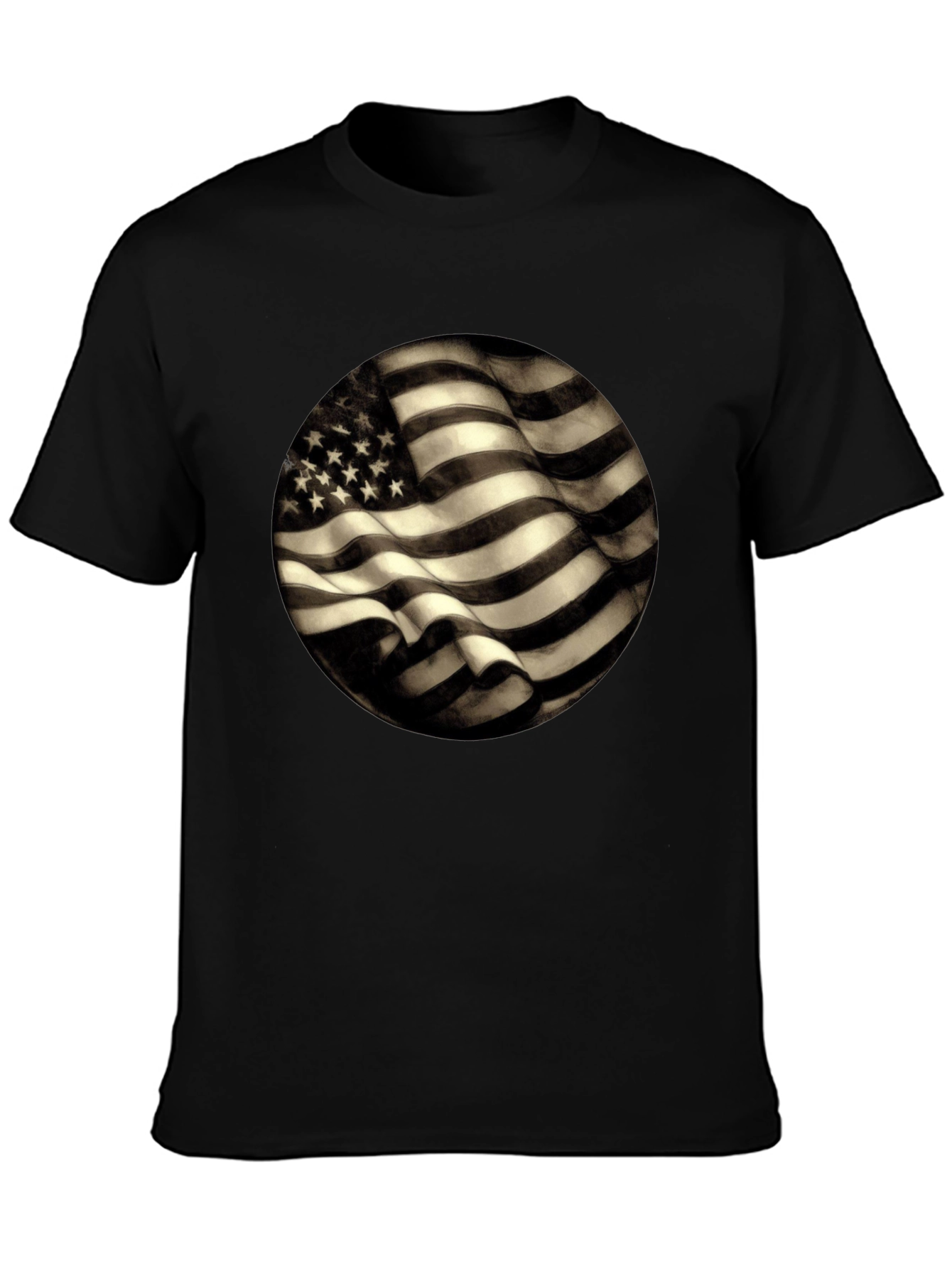Black American Flag Graphic Men's Black T-Shirt view 3