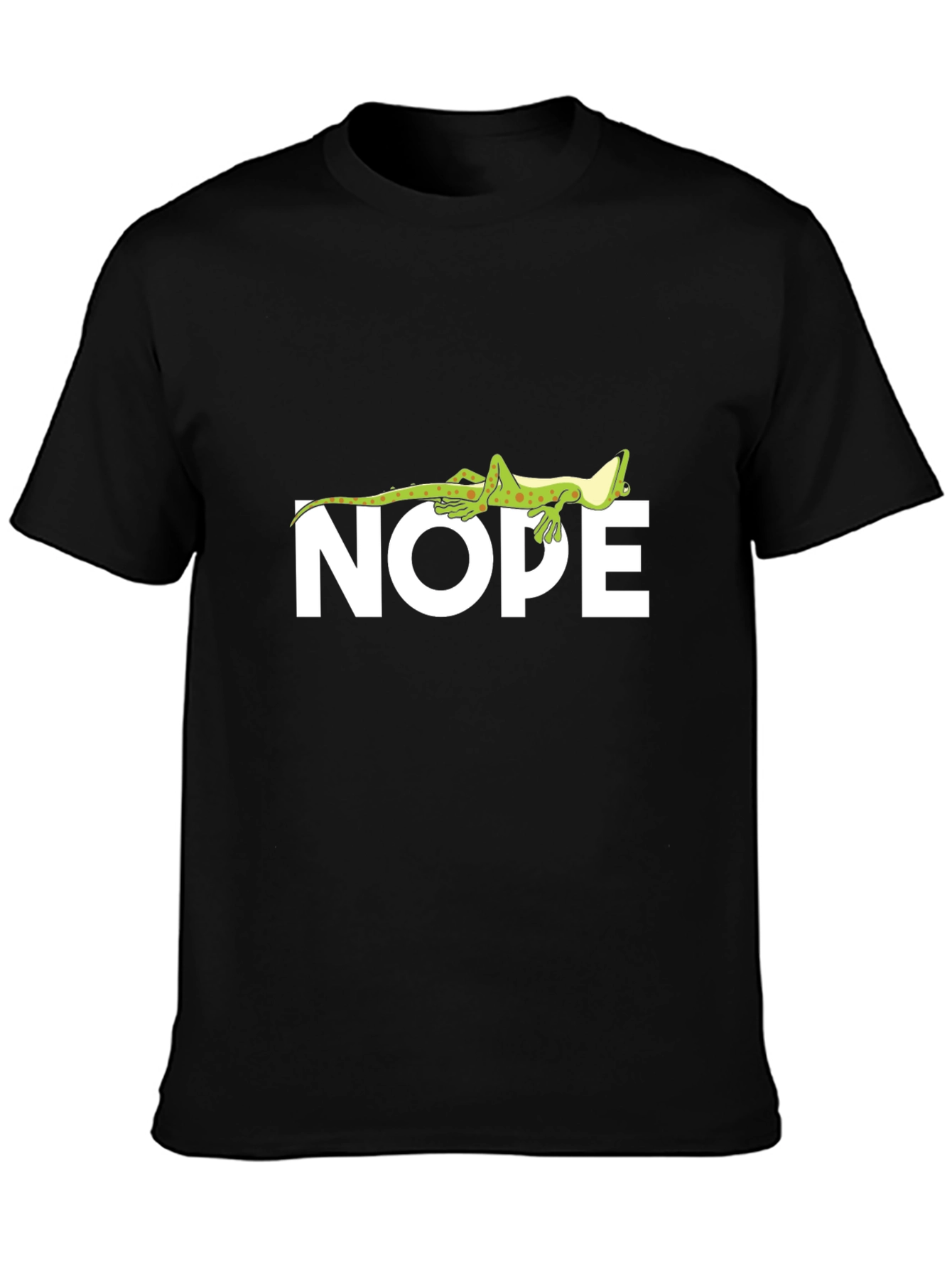 Black Nope Lizard T-Shirt - Comfy Black Tee view 3