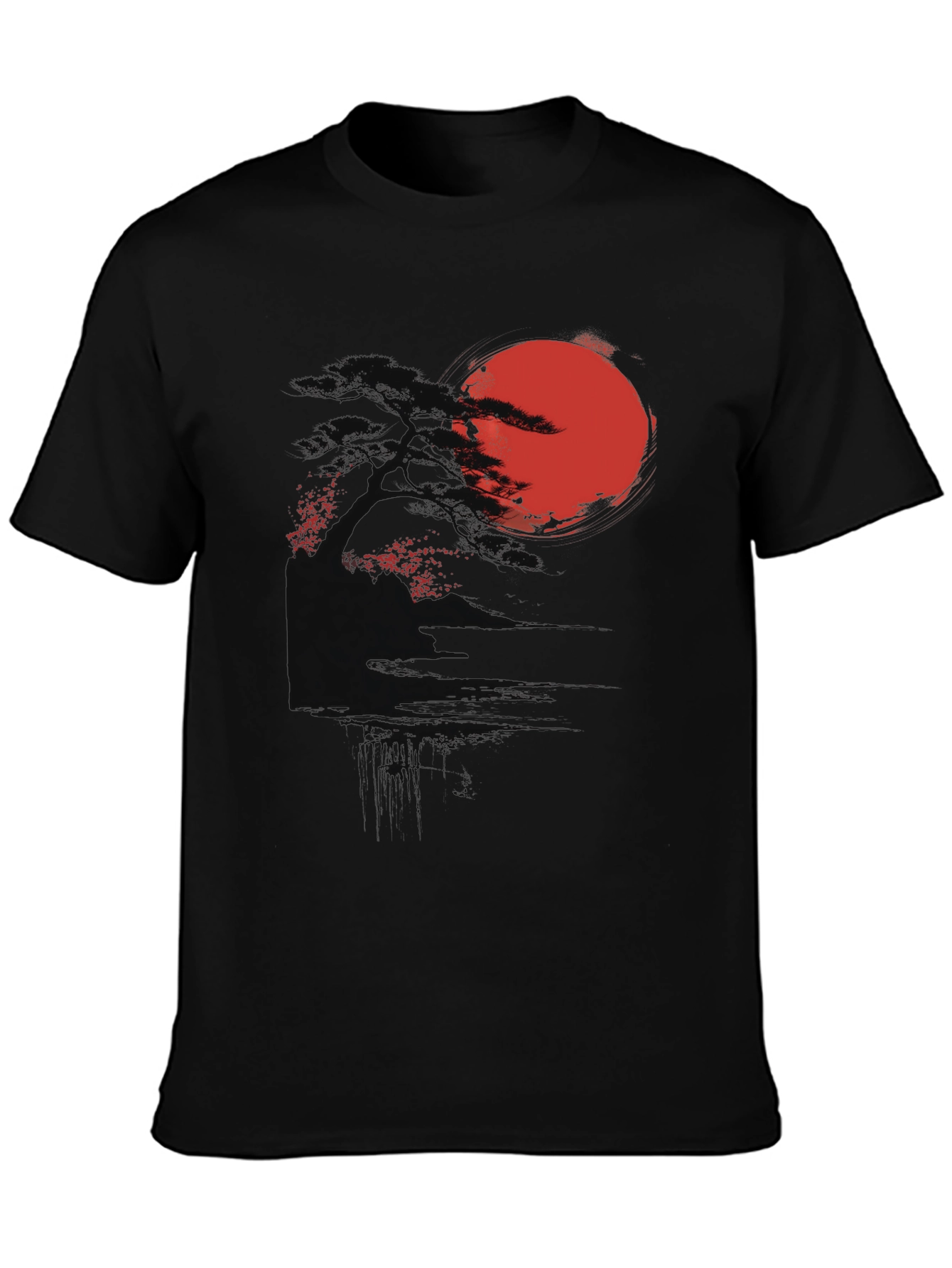 Black Rising Sun Graphic Tee - Black Cotton Blend view 3