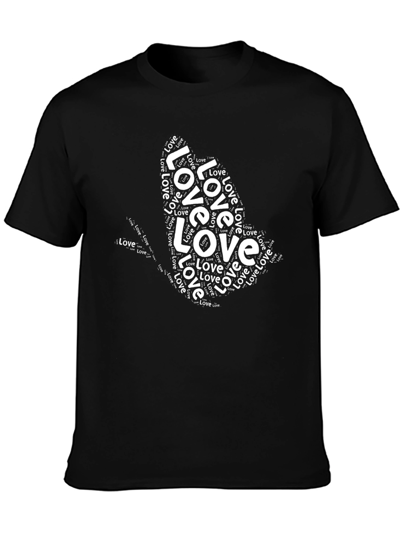 Black Love Word Art Black T-Shirt view 3