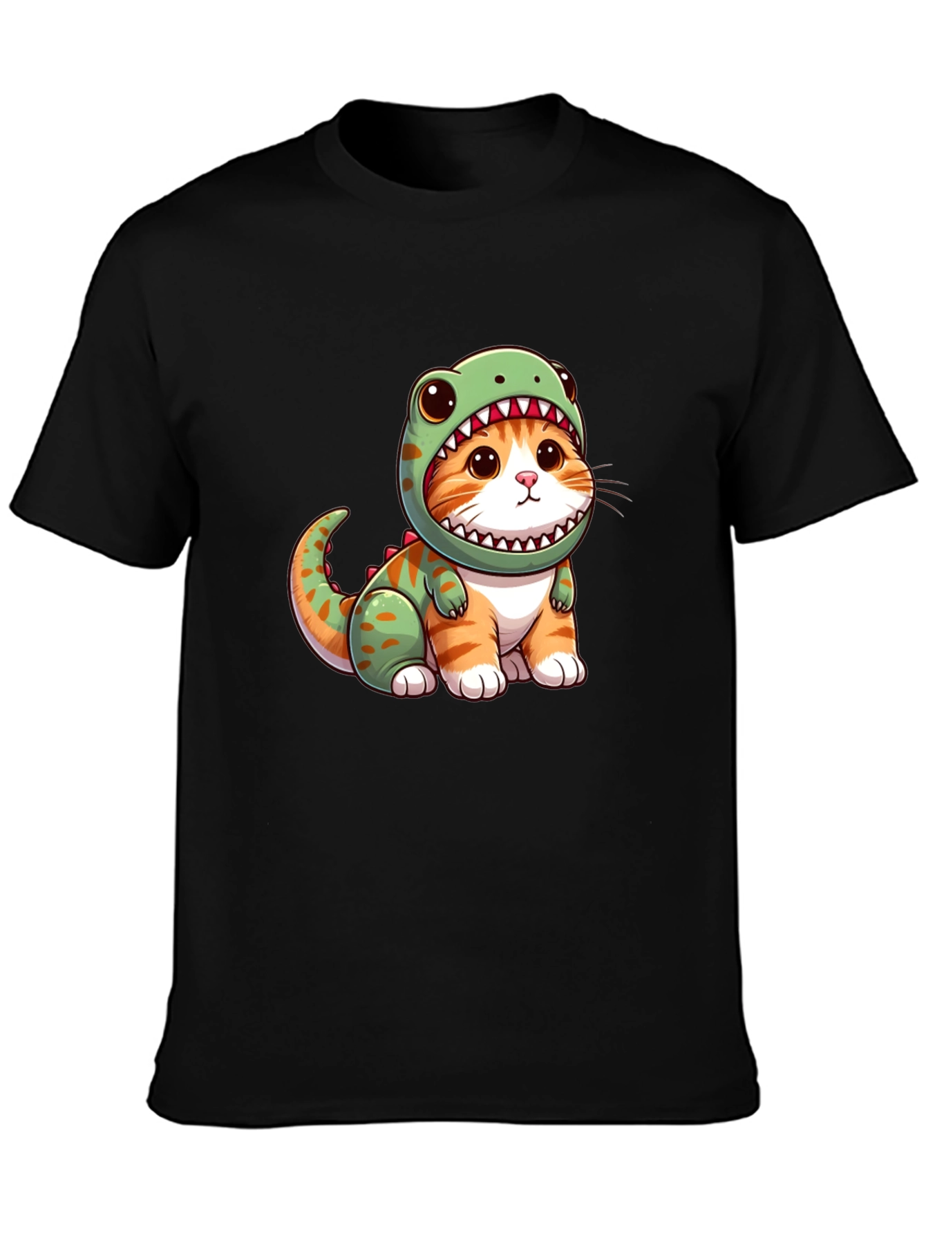 Black Cat in Dino Costume Graphic Tee - Novelty Apparel view 3