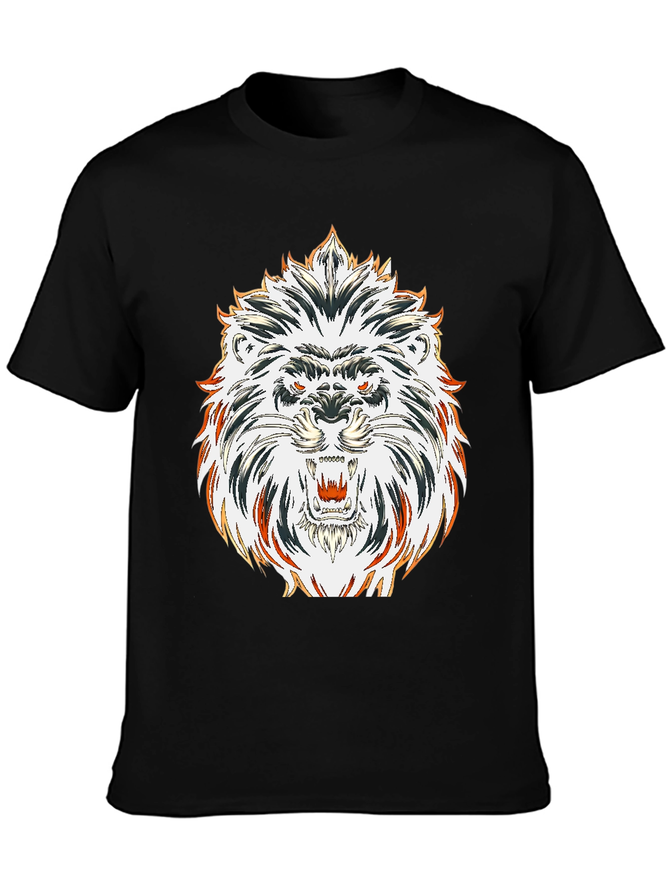 Black Bold Lion Graphic Tee - Black Cotton view 3