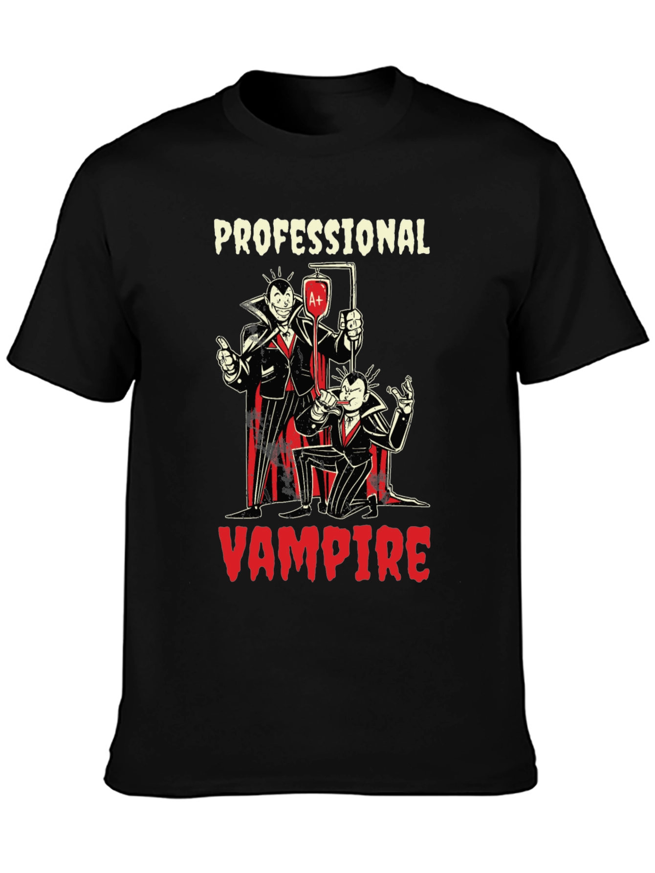 Black Professional Vampire Graphic T-Shirt - Novelty Tee view 3