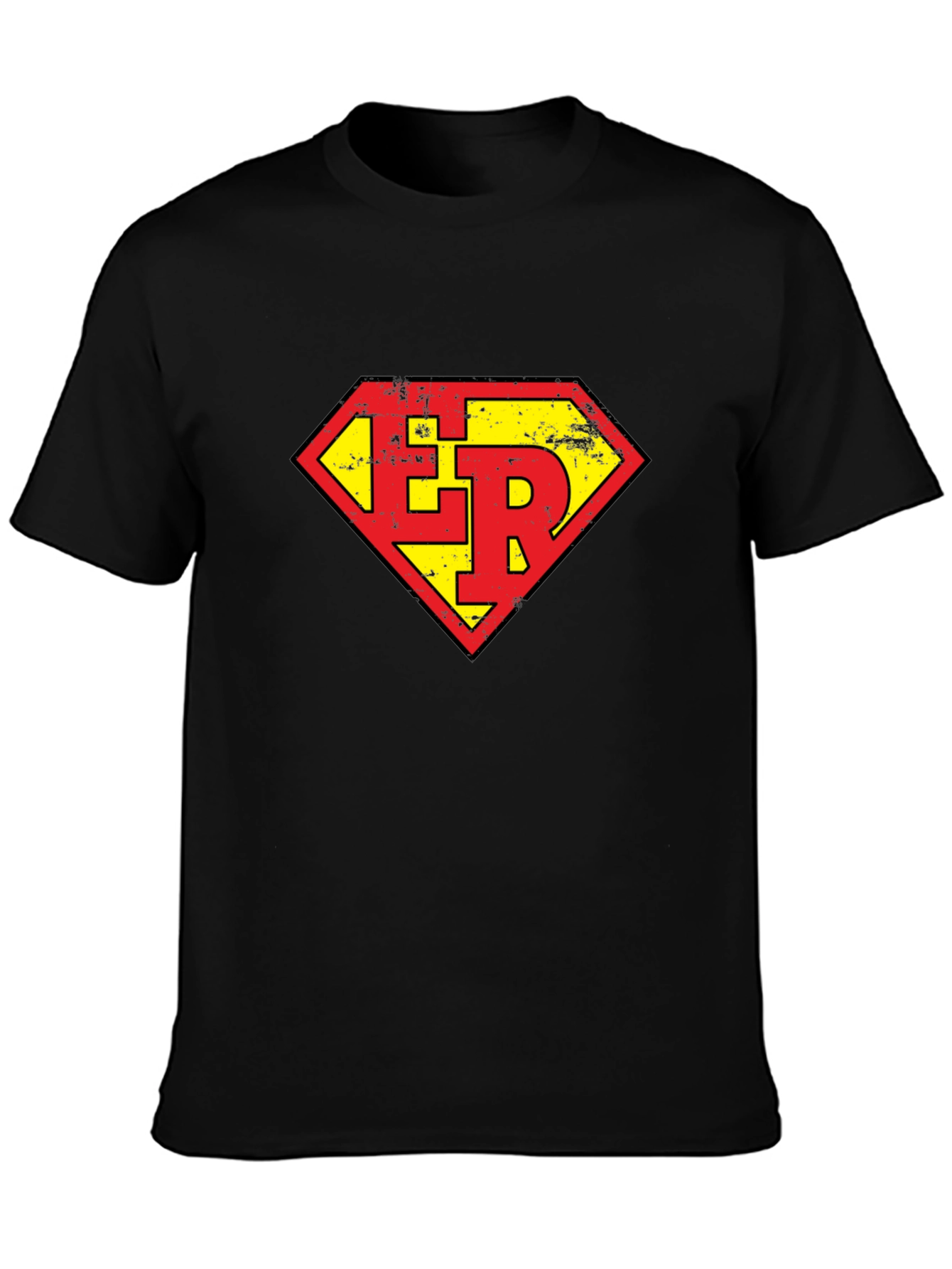 Black ER Super Hero Style Graphic Tee - Black view 3