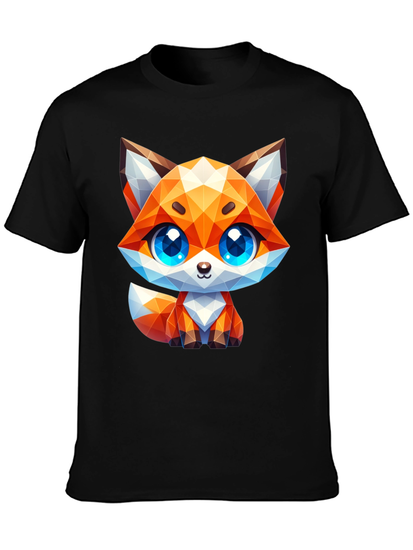 Black Geometric Fox Graphic Tee - Stylish Animal Print Shirt view 3