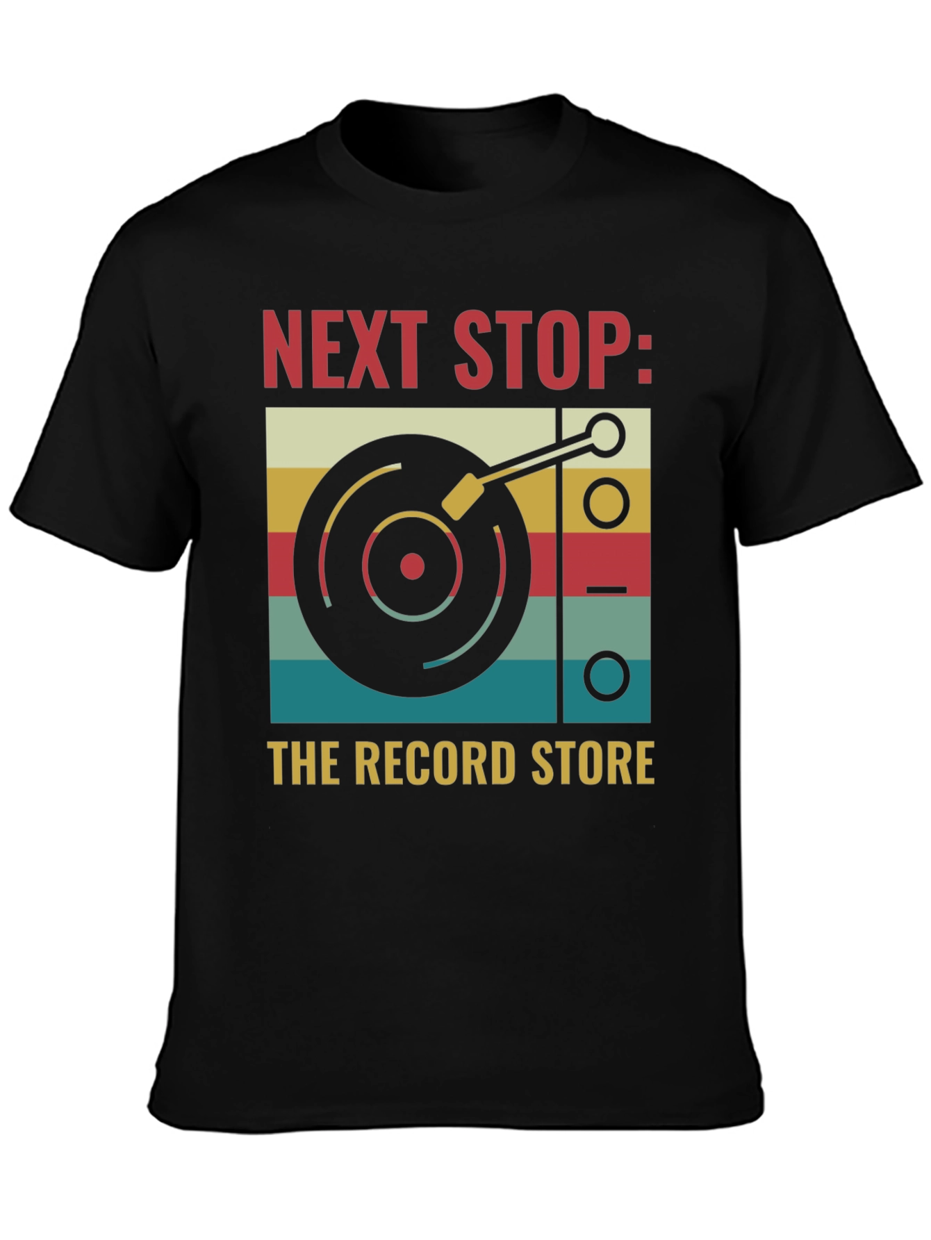 Black Next Stop Record Store Graphic Tee view 3
