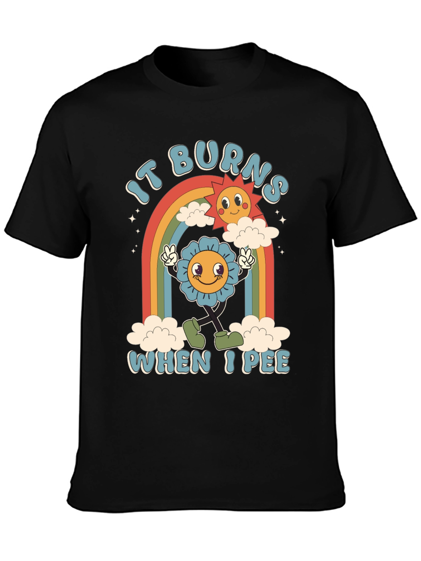 Black It Burns When I Pee T-Shirt view 3