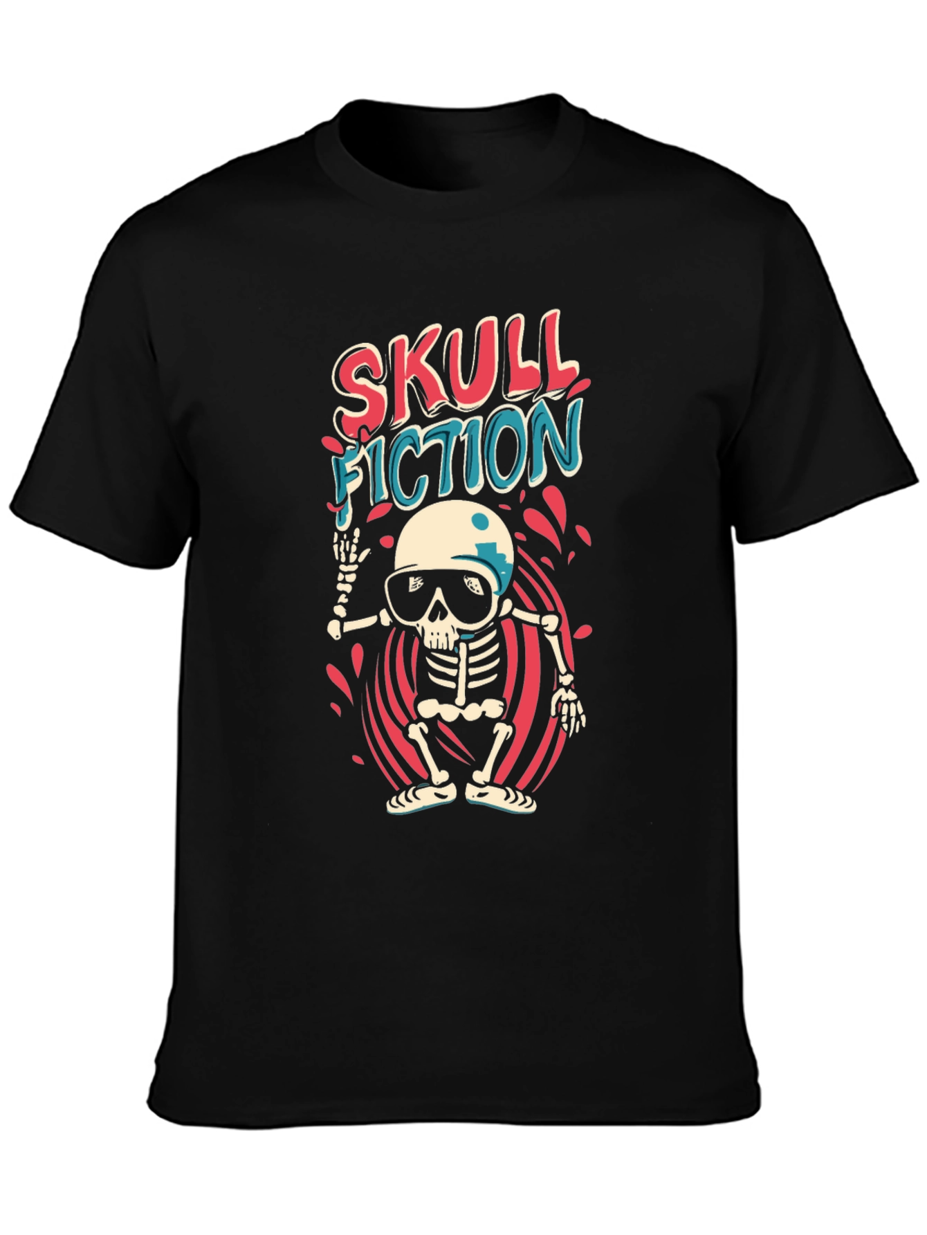 Black Skull Fiction Graphic Tee - Black view 3