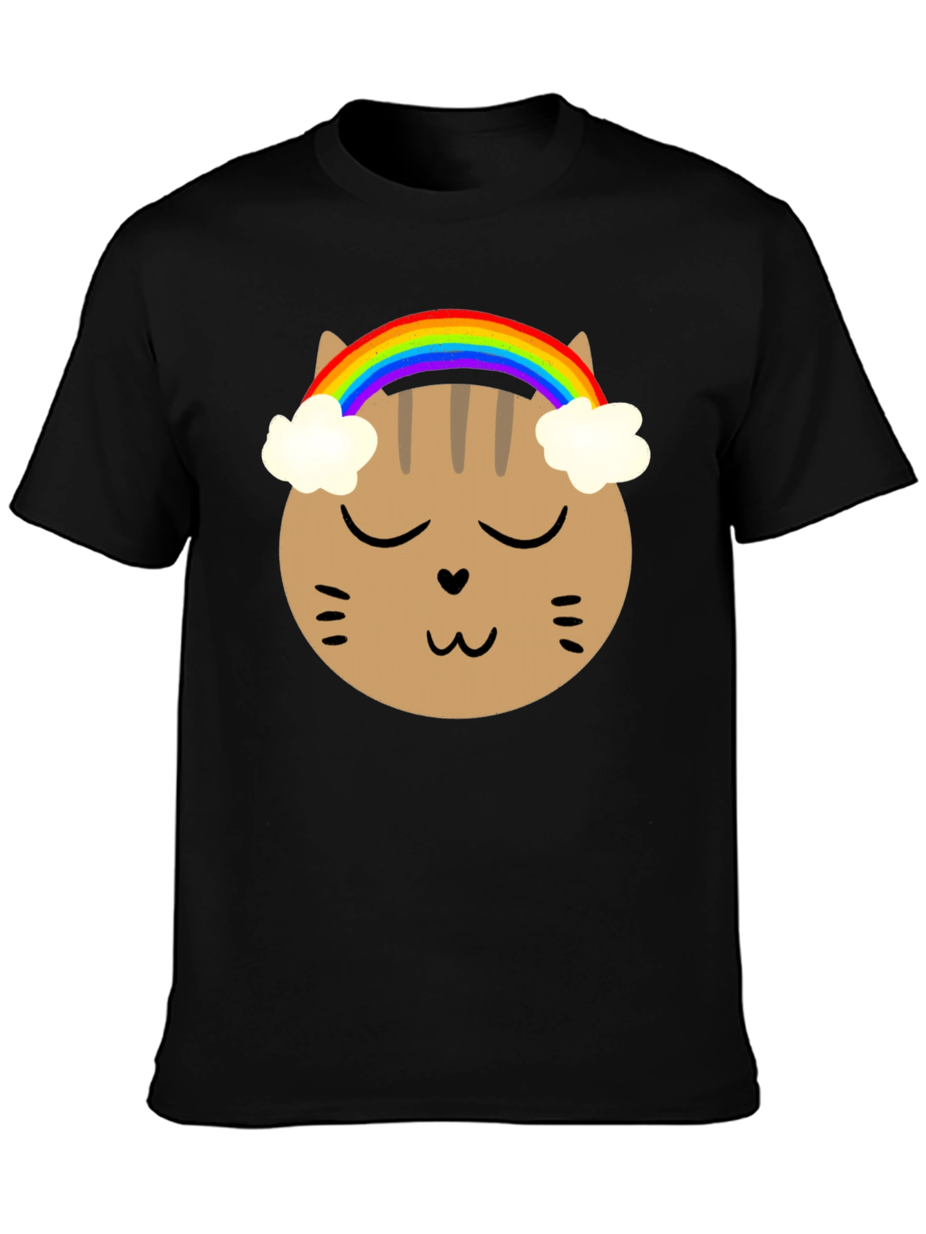 Black Rainbow Cat Graphic Tee - Soft Cotton Blend view 3