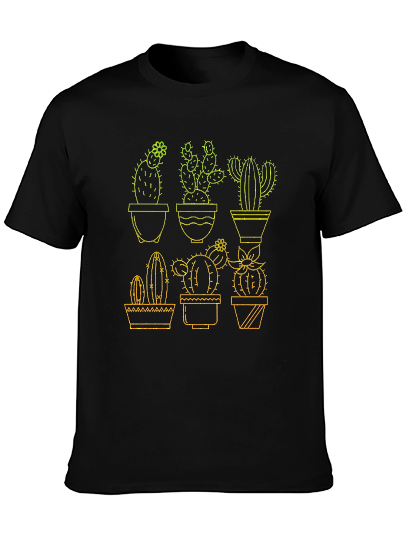 Black Cactus Graphic Tee - Black Cotton T-Shirt view 3