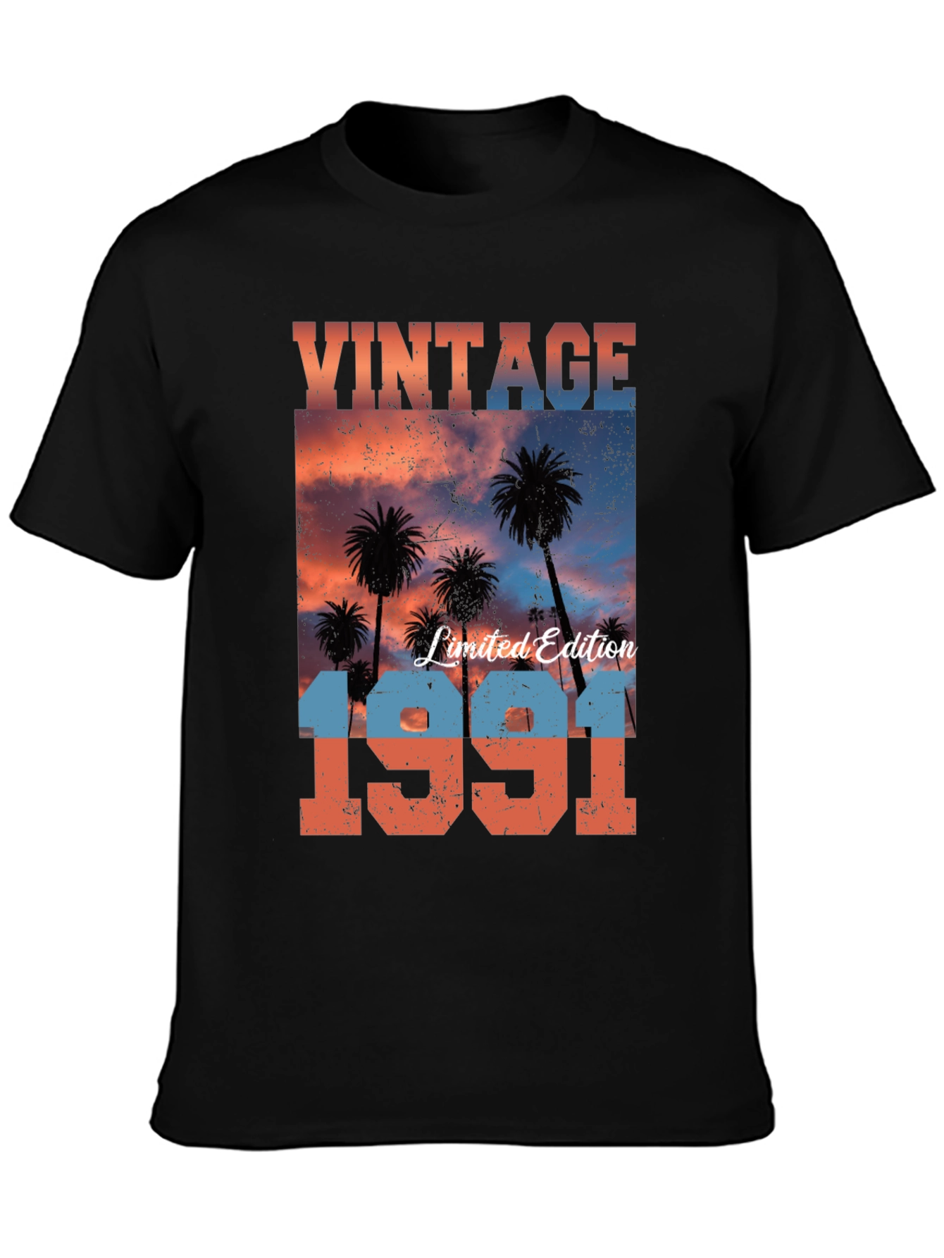Black Vintage 1991 Palm Tree Graphic Tee view 3
