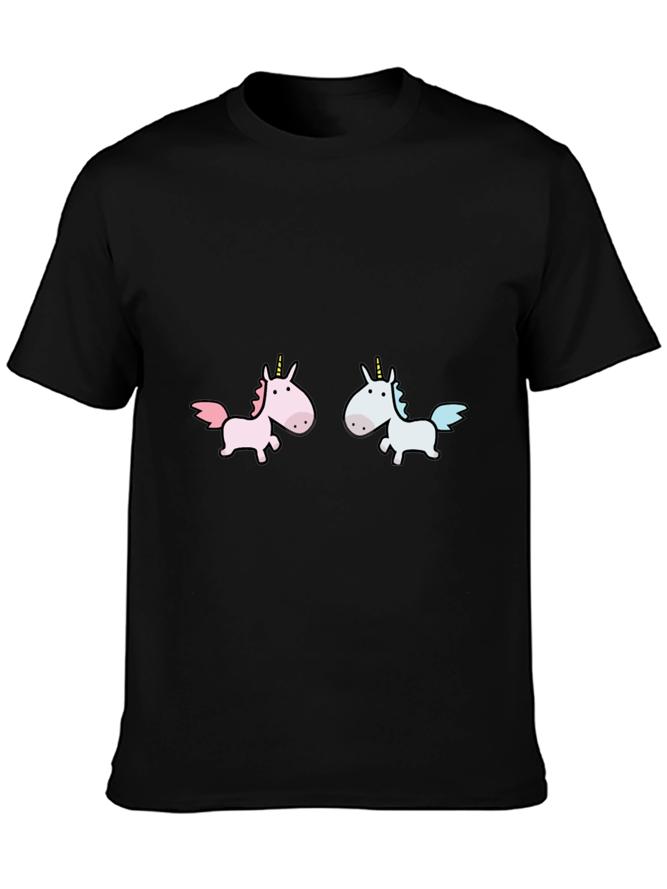 Black Unicorn T-Shirt: Whimsical Cartoon Design view 3