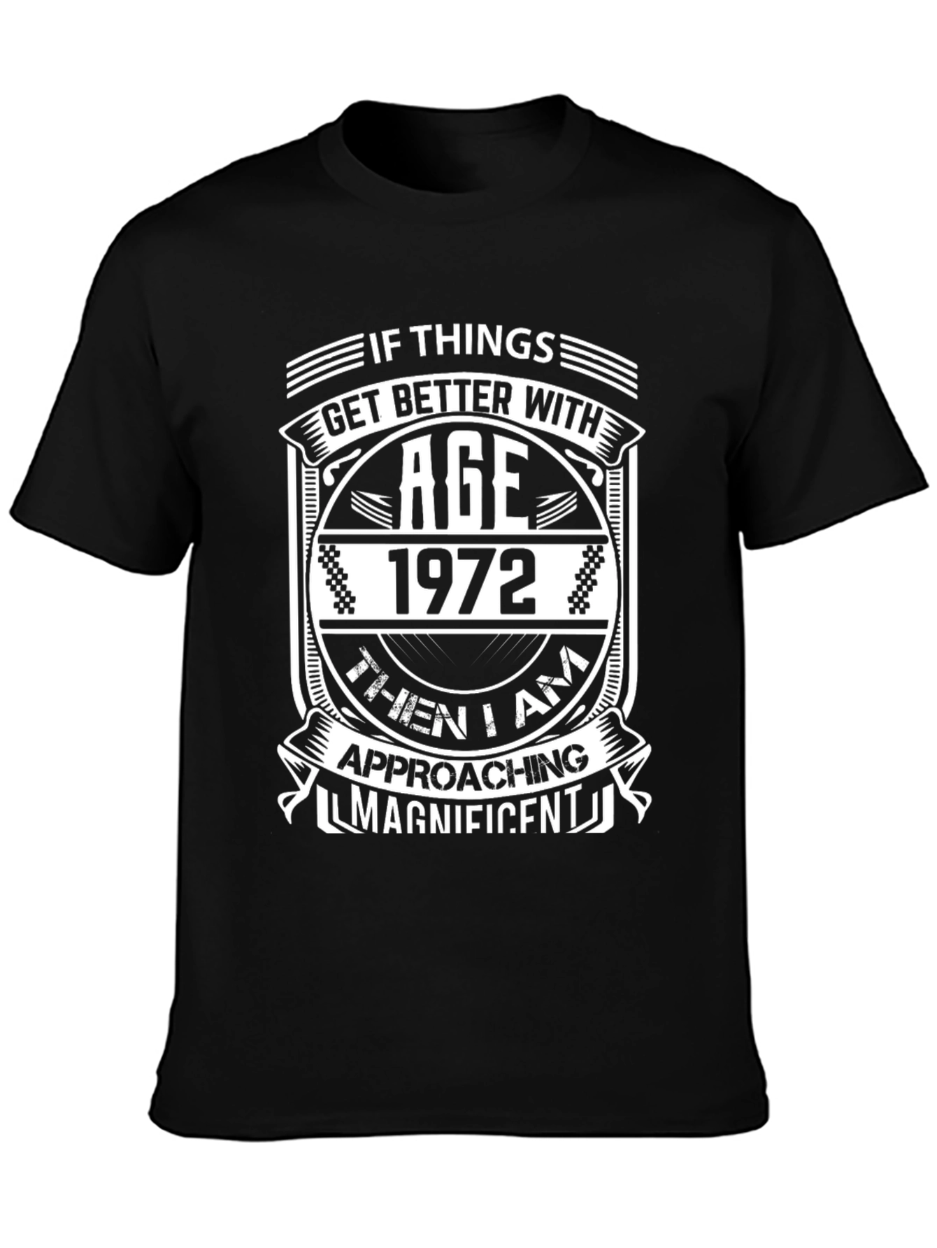 Black Vintage 1972 Birthday T-Shirt view 3
