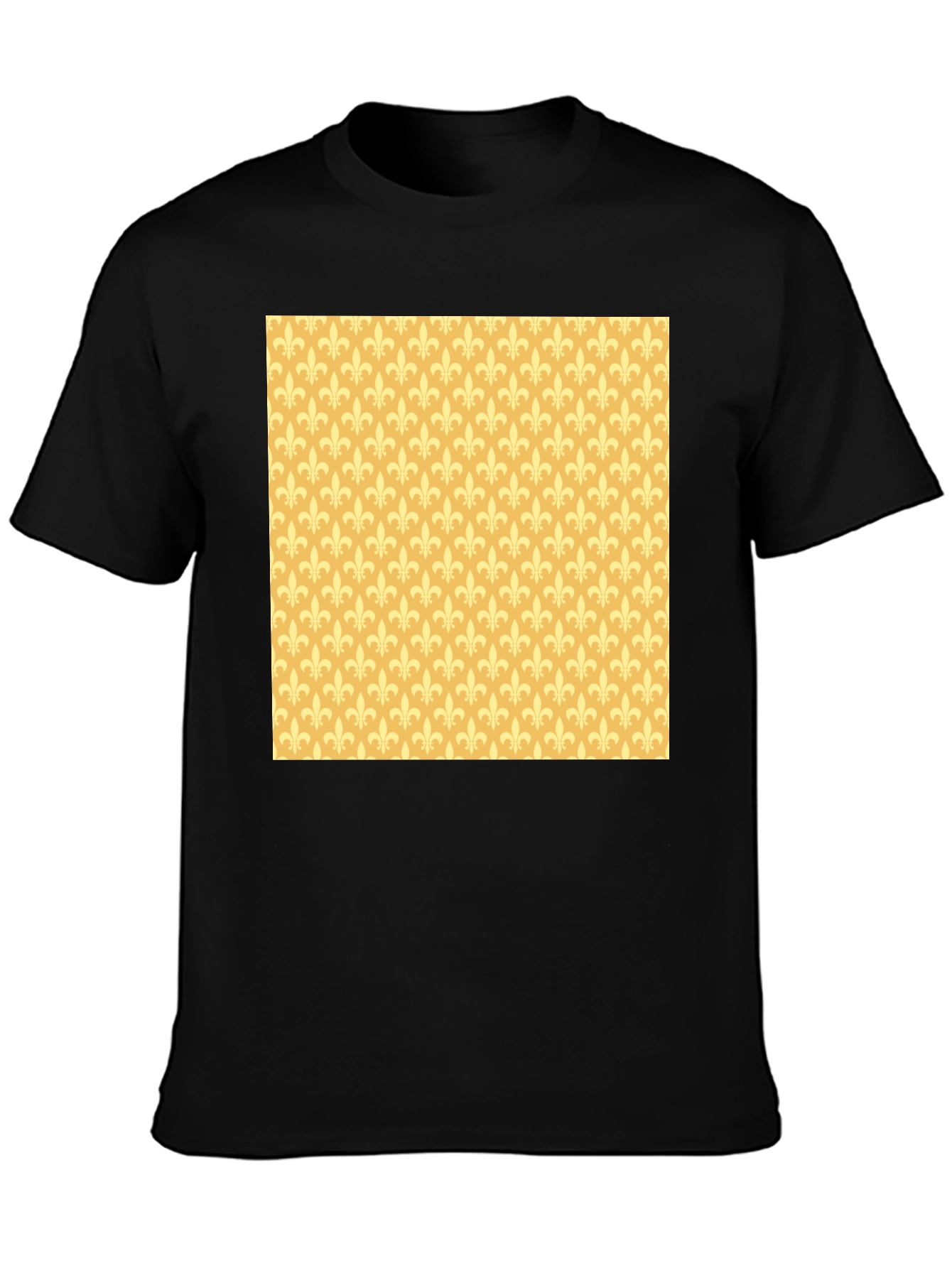 Black Fleur-de-Lis Pattern Tee - Stylish Casual Wear view 3