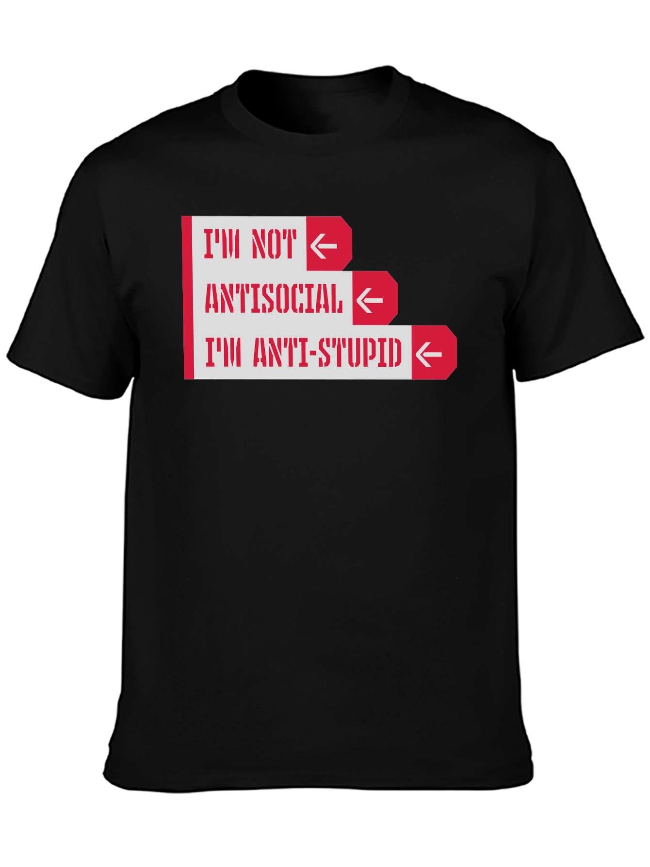 Black Anti-Stupid Graphic T-Shirt -  Funny Slogan Tee view 3