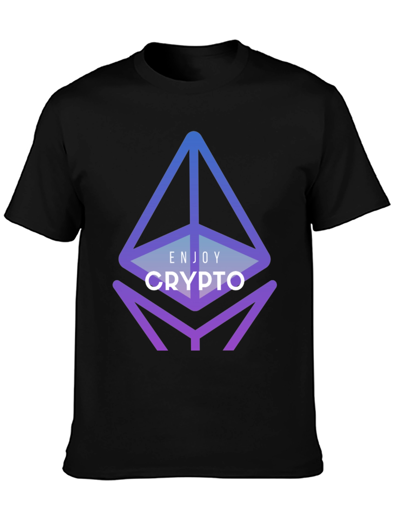 Black Enjoy Crypto Black T-Shirt - Ethereum Design view 3