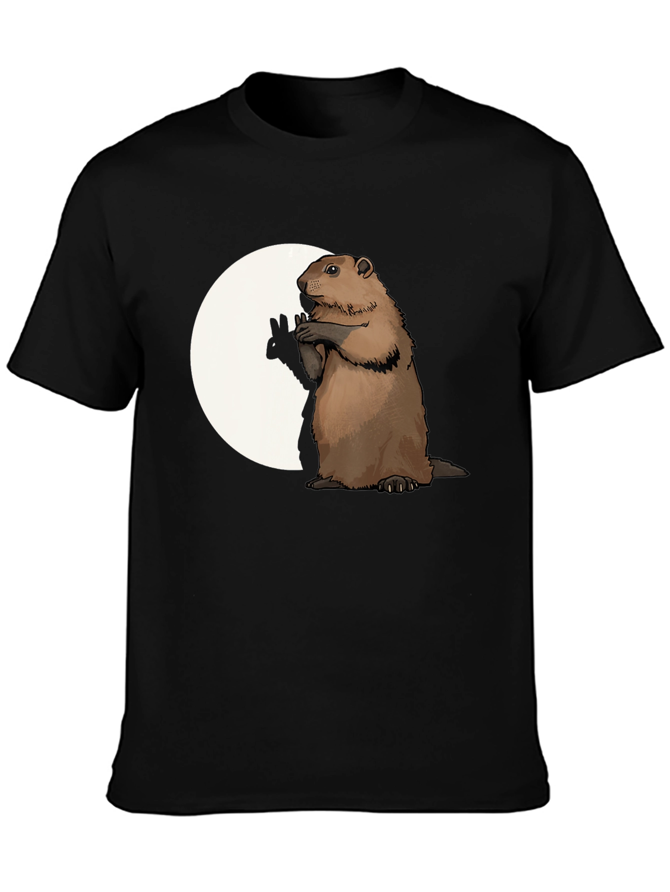 Black Groundhog Graphic Tee - Peace Sign Moon view 3
