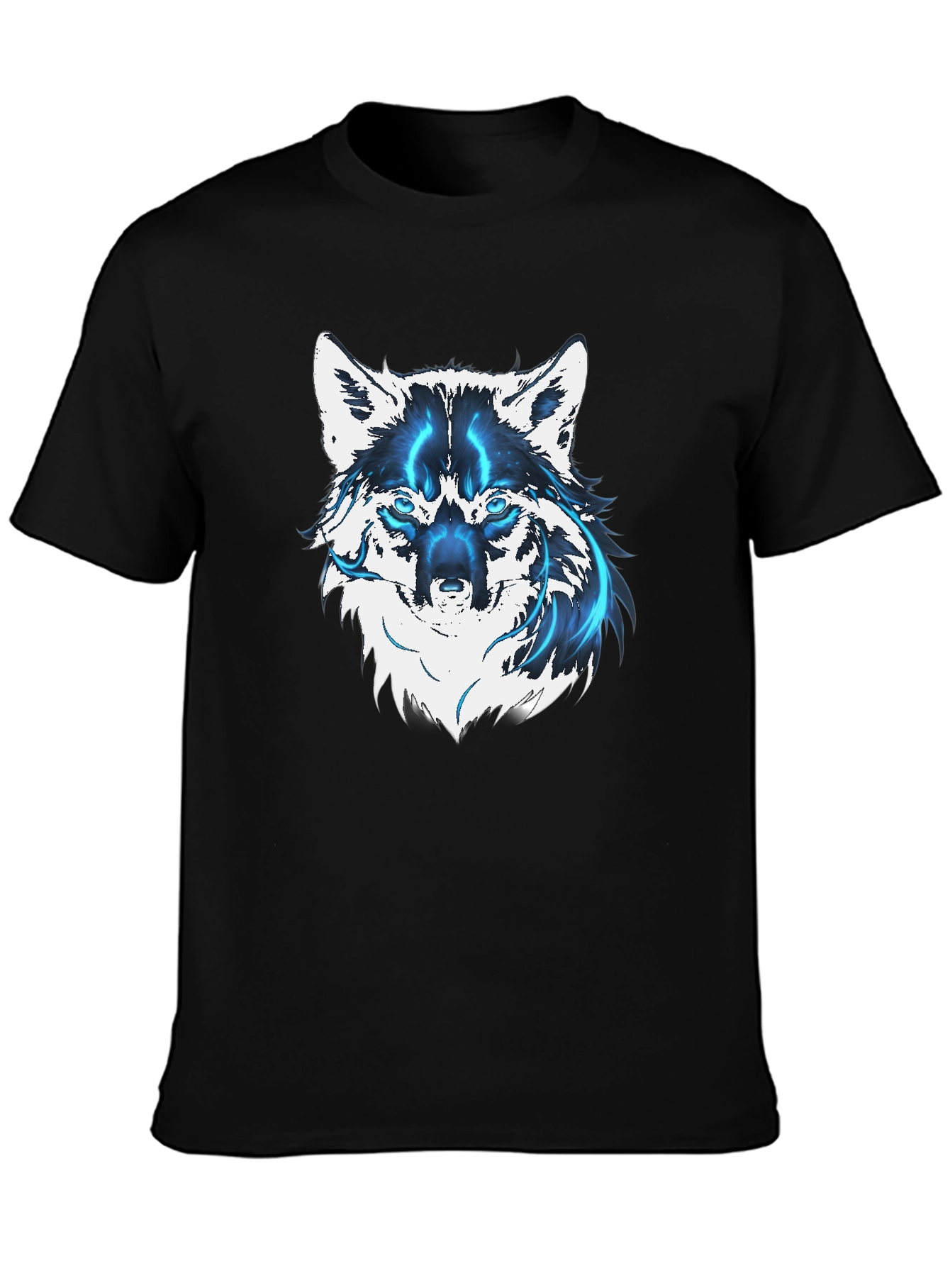 Black Men's Black Wolf Graphic T-Shirt view 3