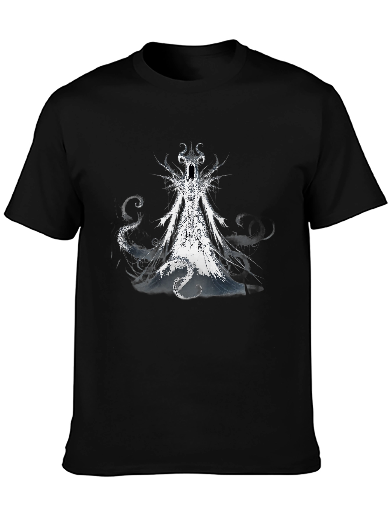 Black Men's Black T-Shirt with Gothic Creature Graphic view 3