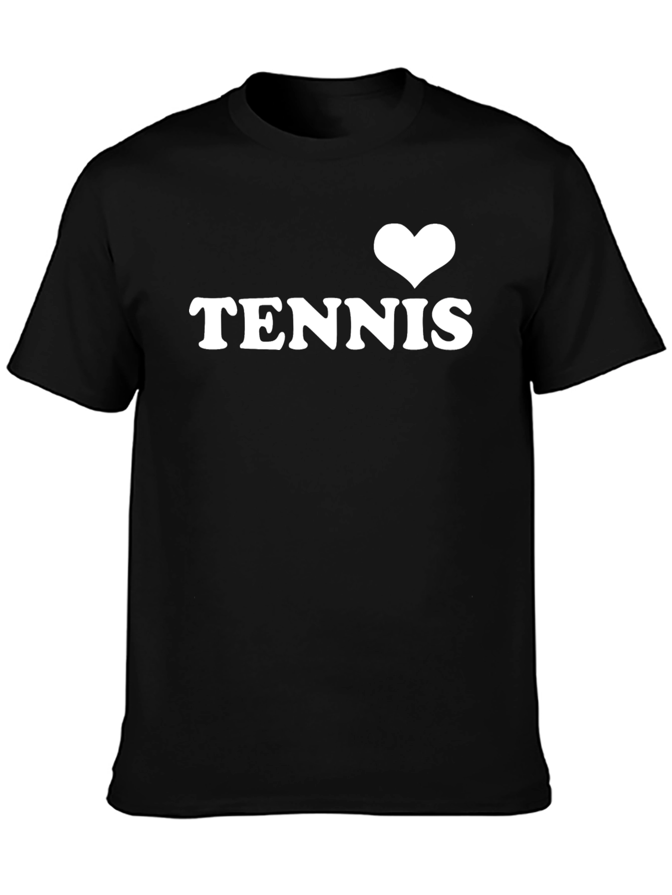 Black I Heart Tennis Graphic Tee - Black Cotton T-Shirt view 3