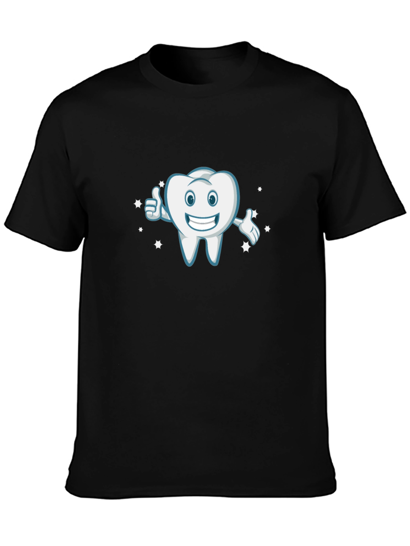 Black Smiling Tooth Cartoon Black T-Shirt view 3