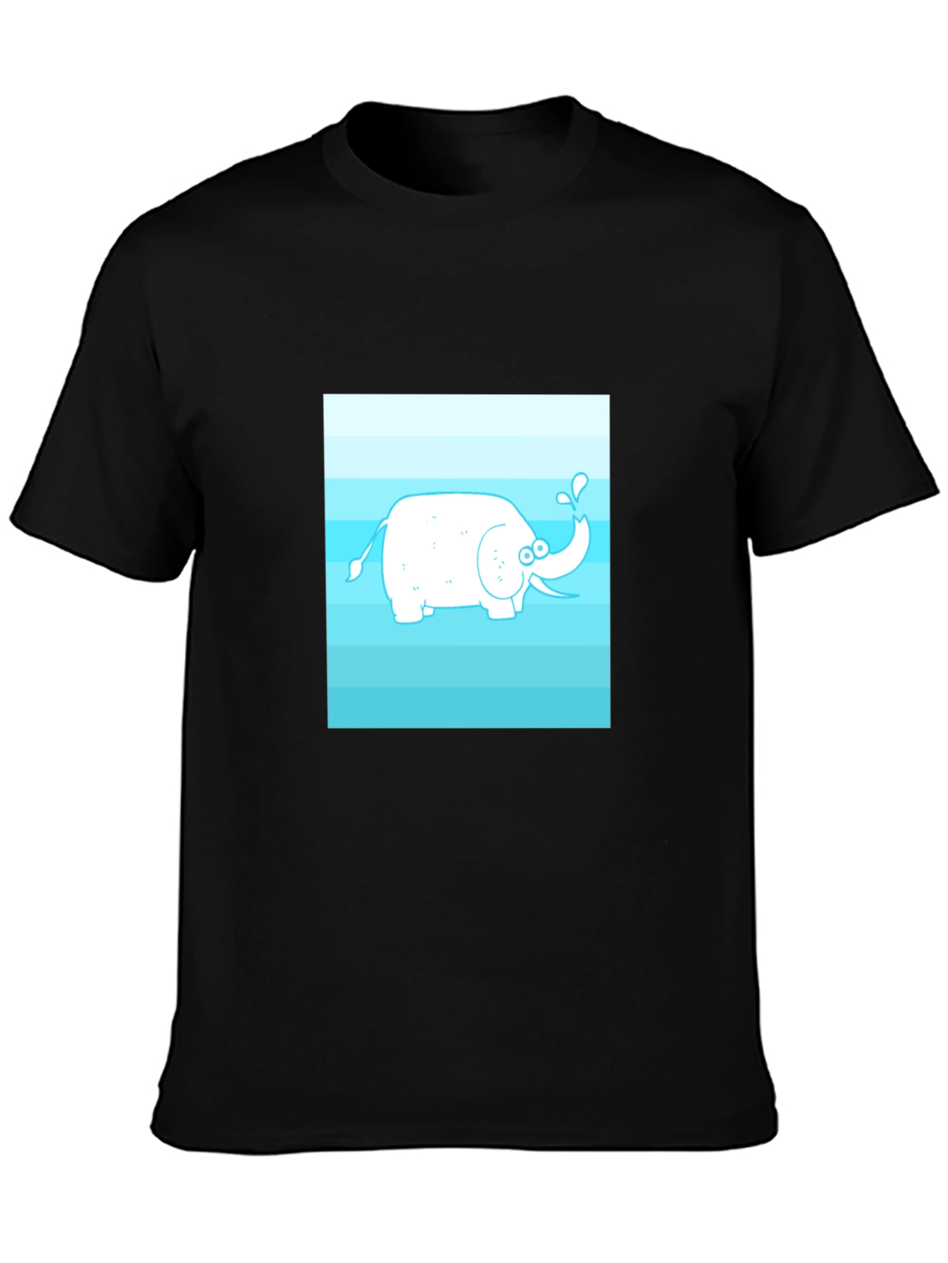 Black Cartoon Elephant Graphic Tee - Black Cotton Casual Shirt view 3