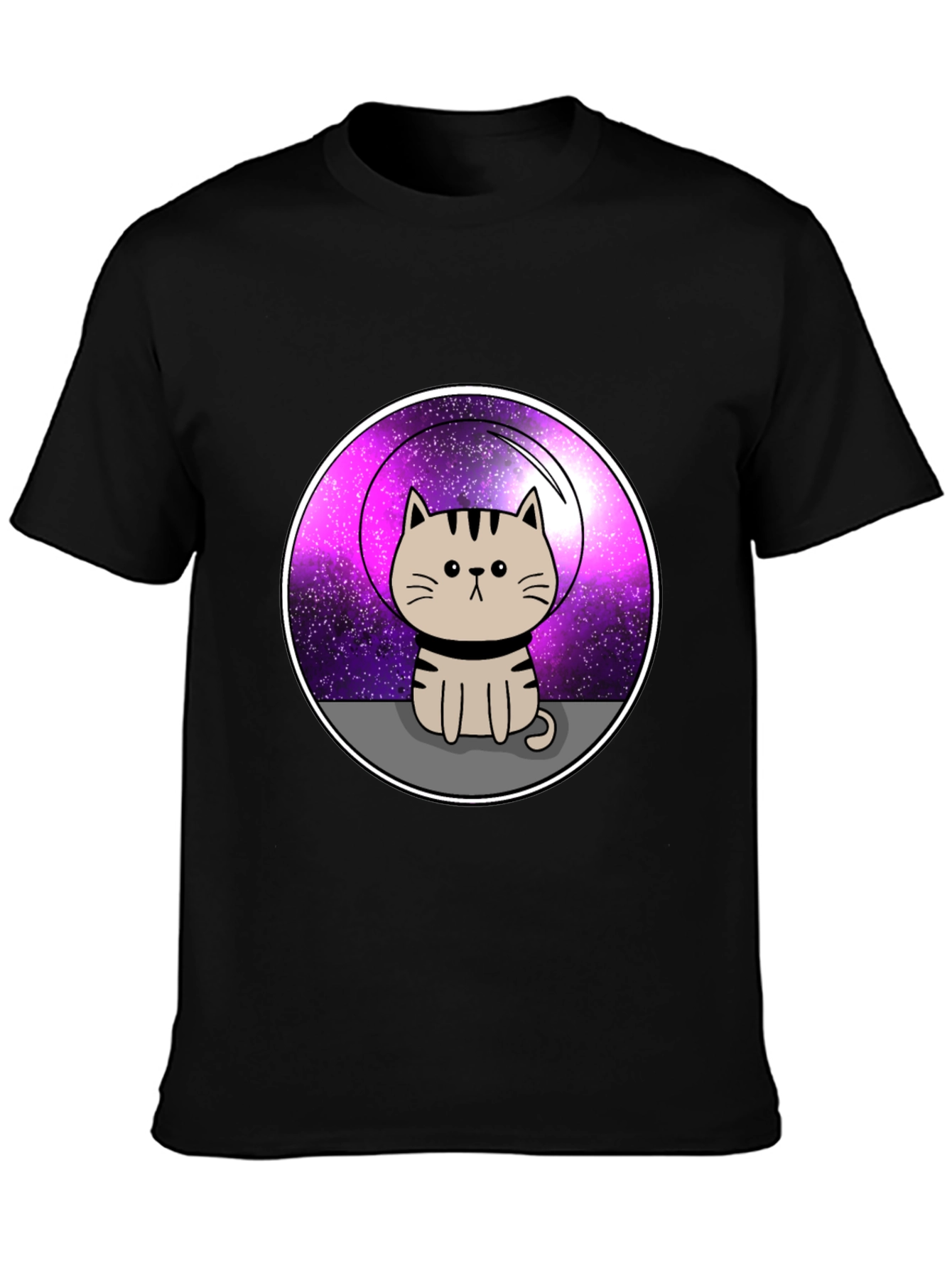 Black Space Cat Graphic T-Shirt view 3