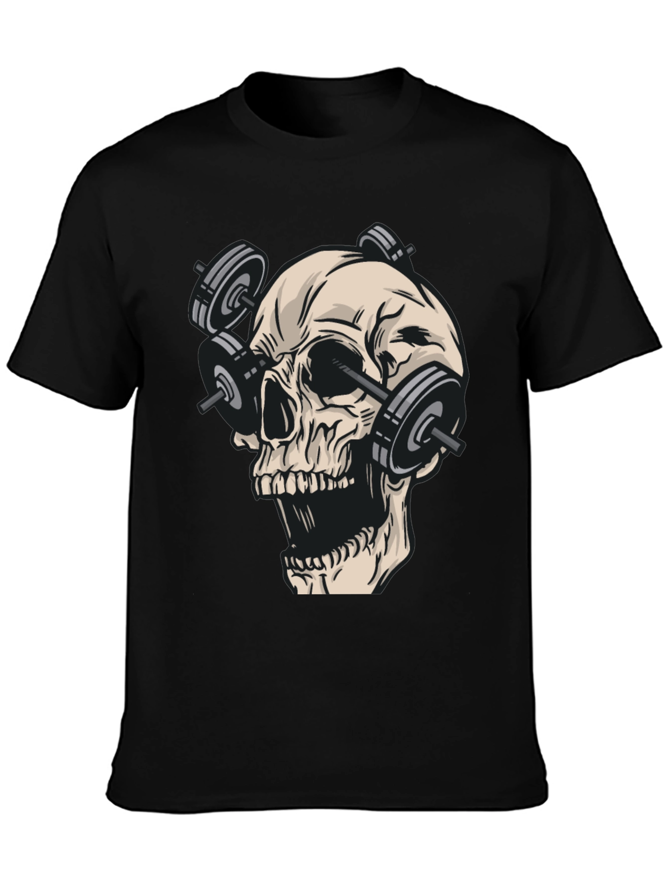 Black Skull Gym Weights Black T-Shirt view 3