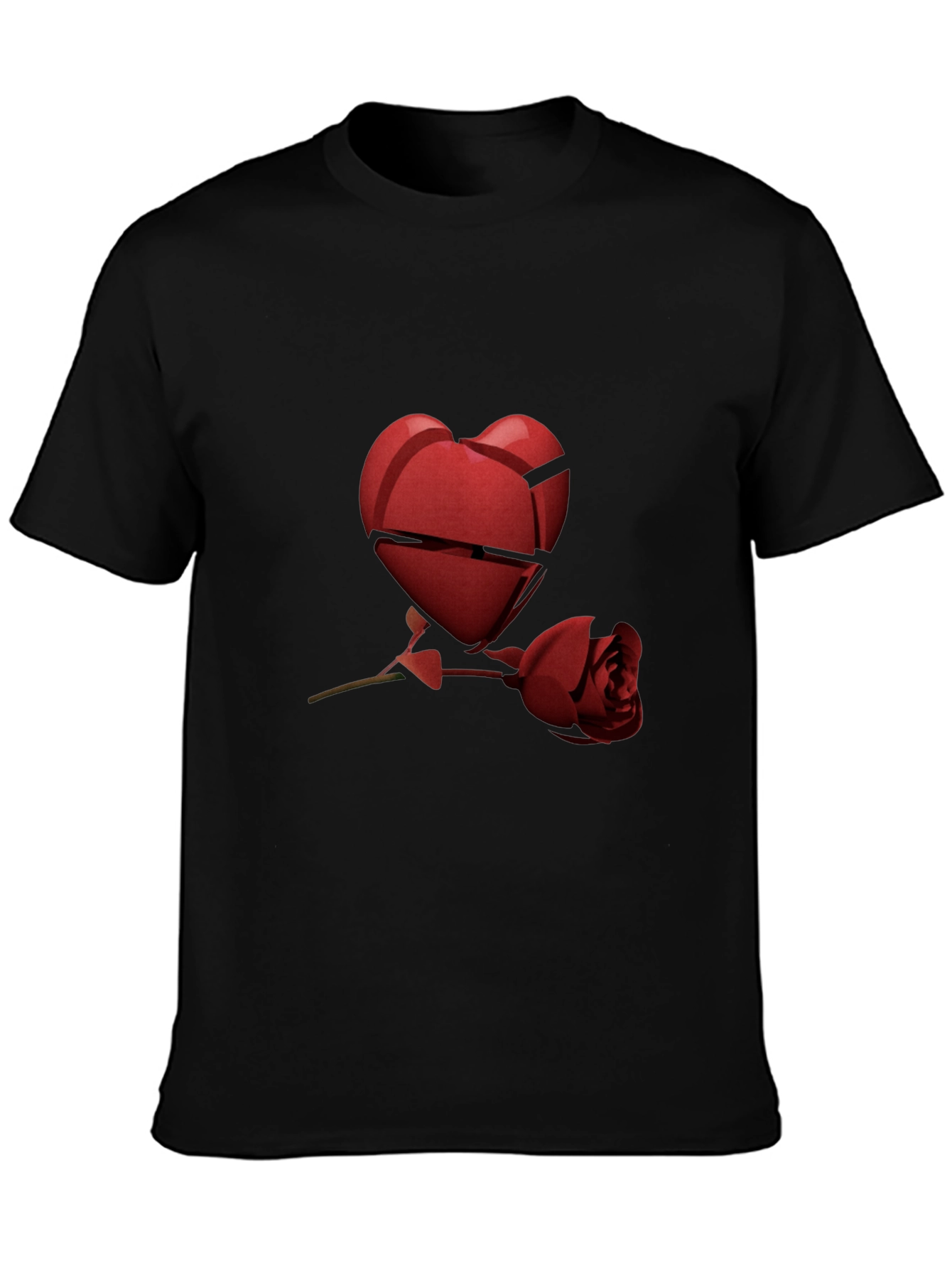 Black Heartbreak Rose Graphic Tee - Black Casual T-Shirt view 3