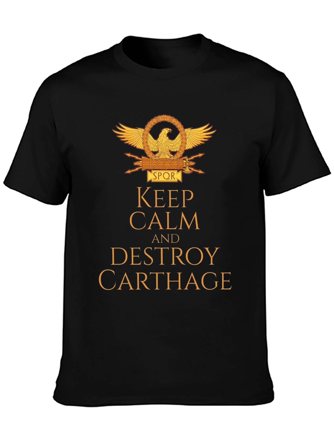 Black Keep Calm & Destroy Carthage T-Shirt view 3