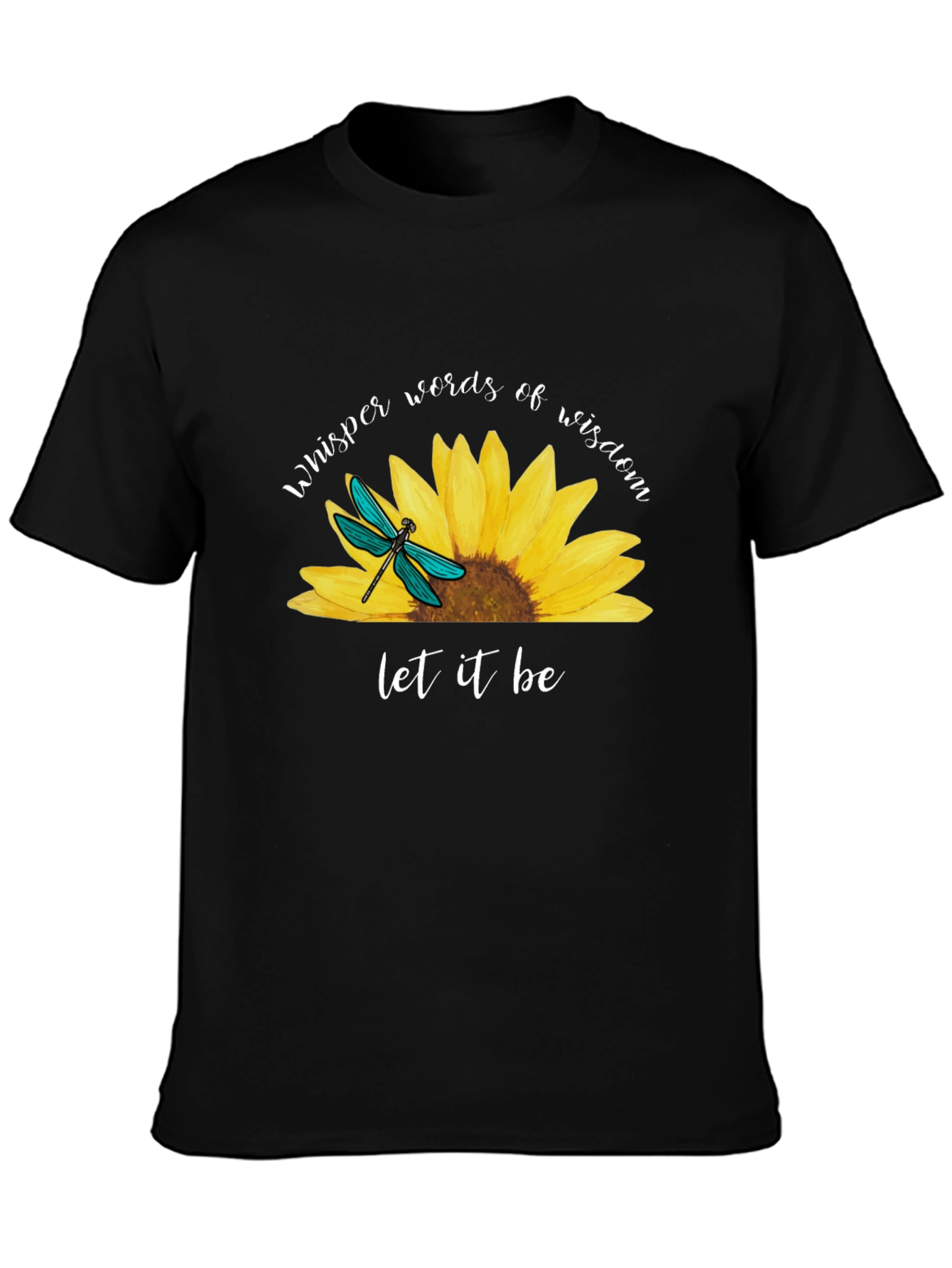 Black Sunflower Dragonfly Graphic Tee view 3