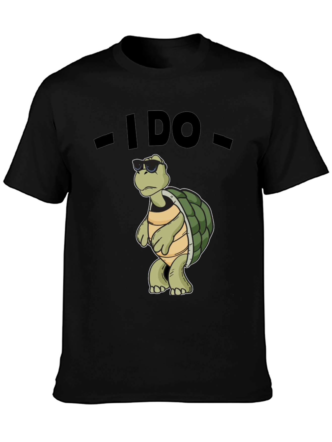 Black Cool Turtle T-Shirt - I Do - Black Cotton Tee view 3