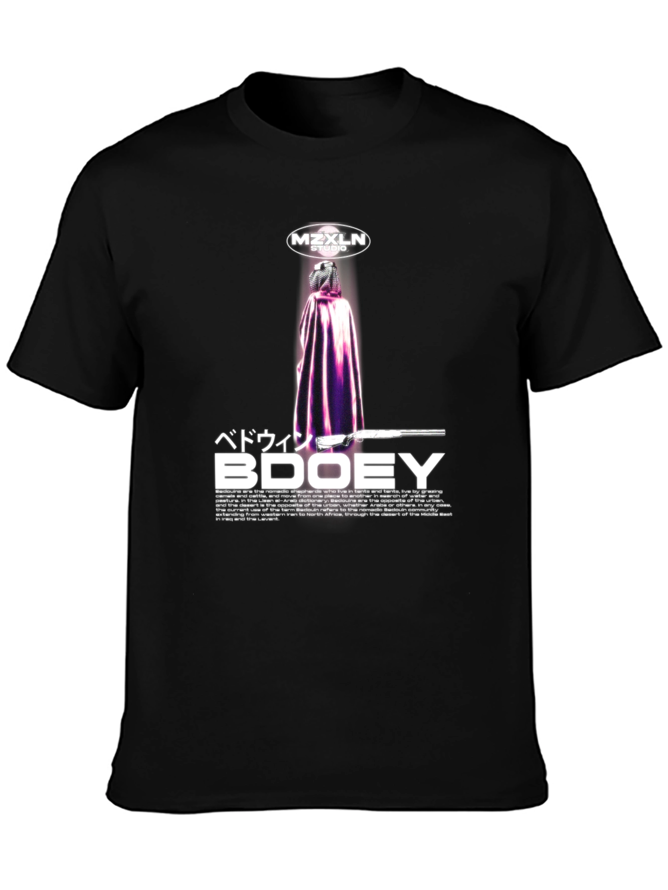 Black MZXLN Studio Bedouin BDOOEY Black Tee view 3