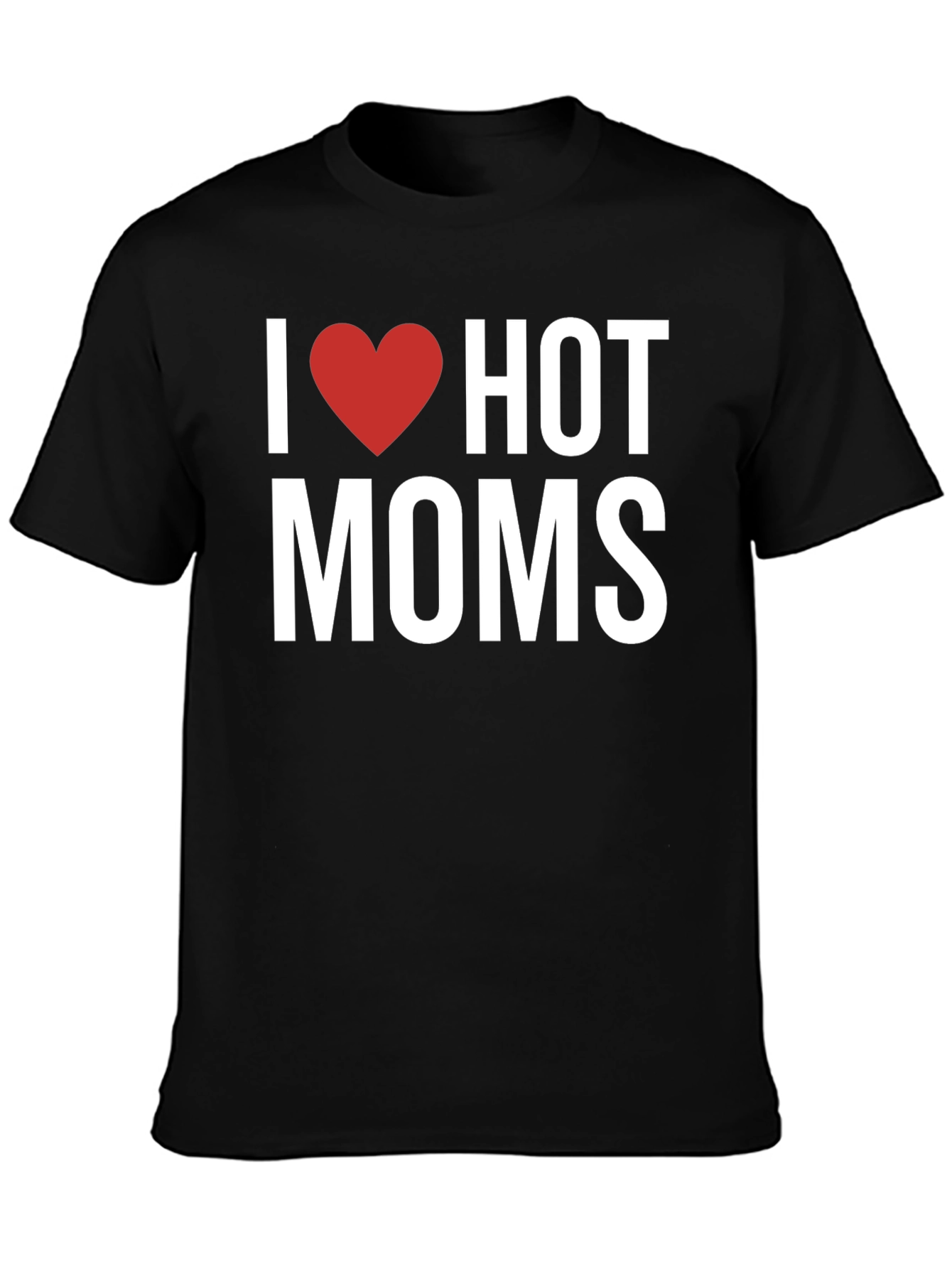 Black I Heart Hot Moms Graphic T-Shirt - Adult Humor Tee view 3