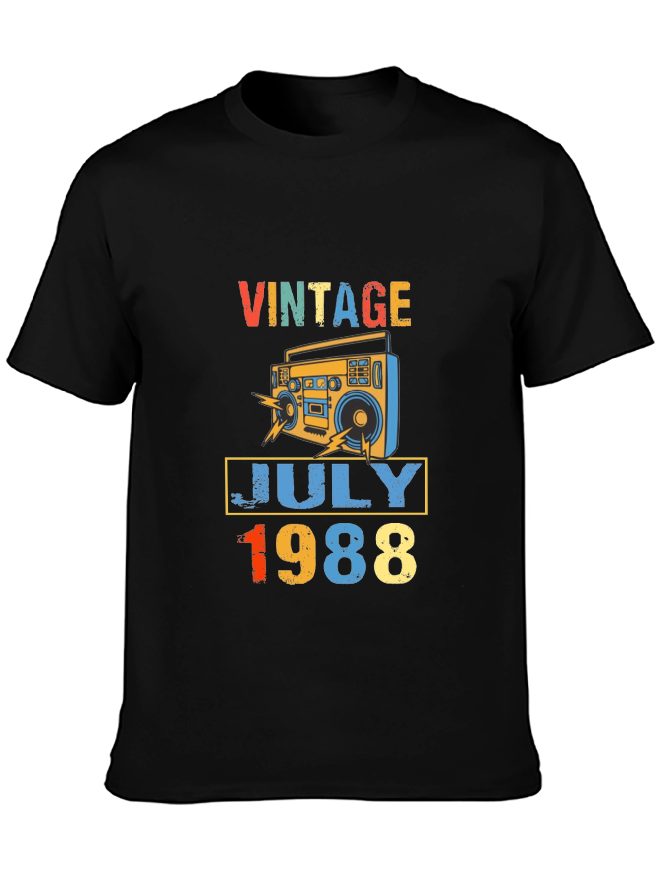 Black Vintage July 1988 T-Shirt - Retro Birthday Gift view 3