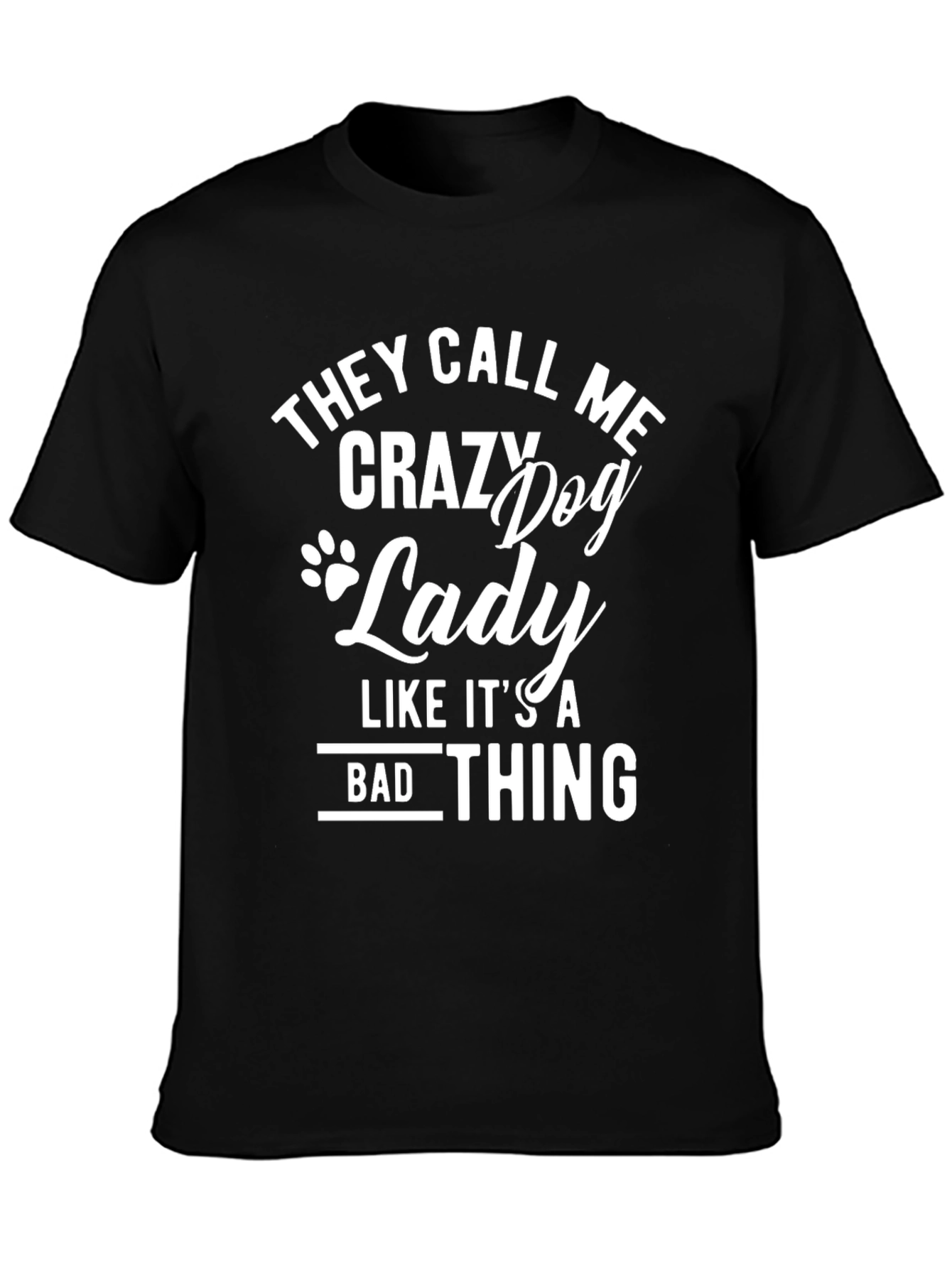 Black Crazy Dog Lady Graphic T-Shirt view 3